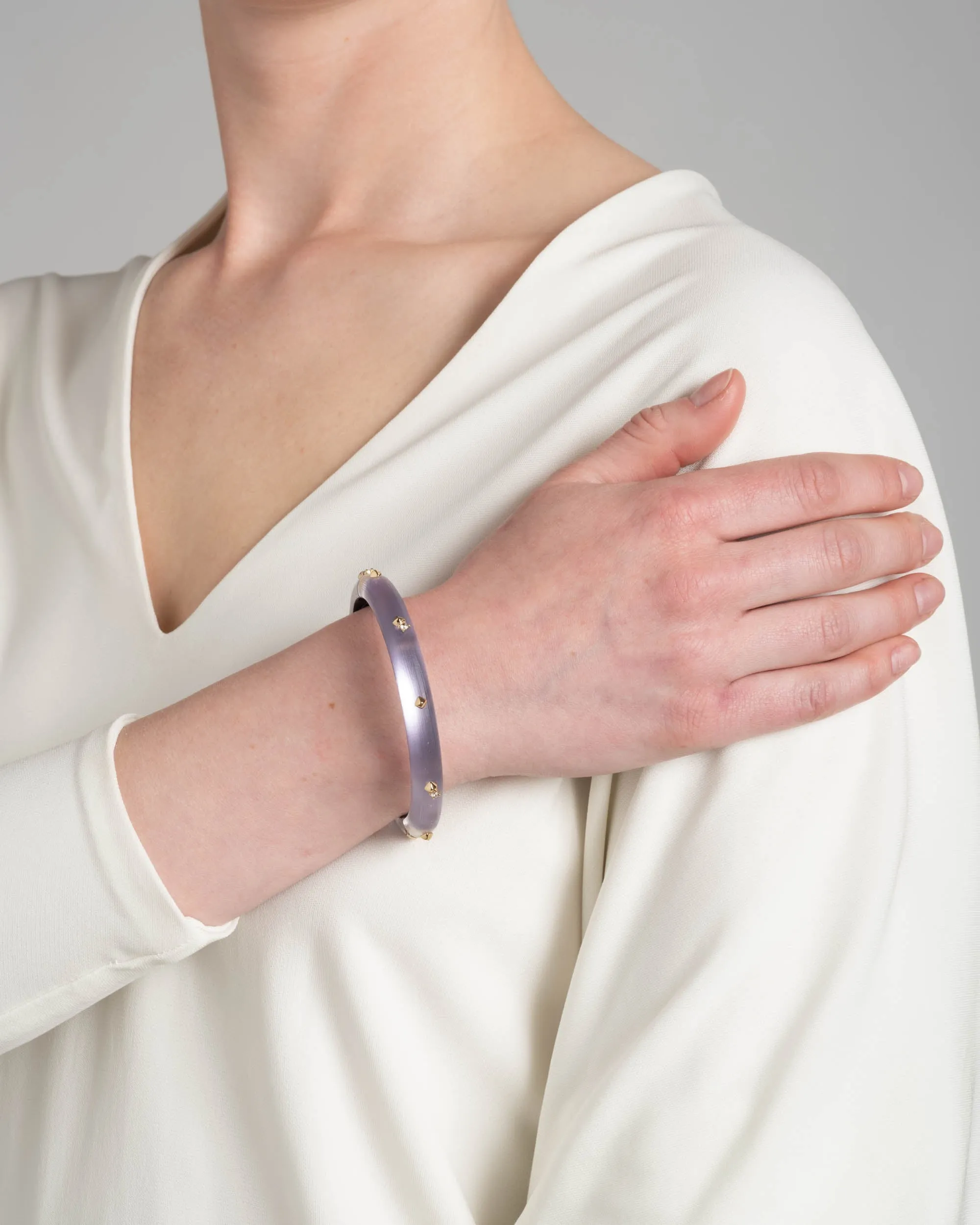 Rocky Gold Studded Lucite Hinge Bracelet- Lavender sold by Alexis Bittar product image thumbnail 2