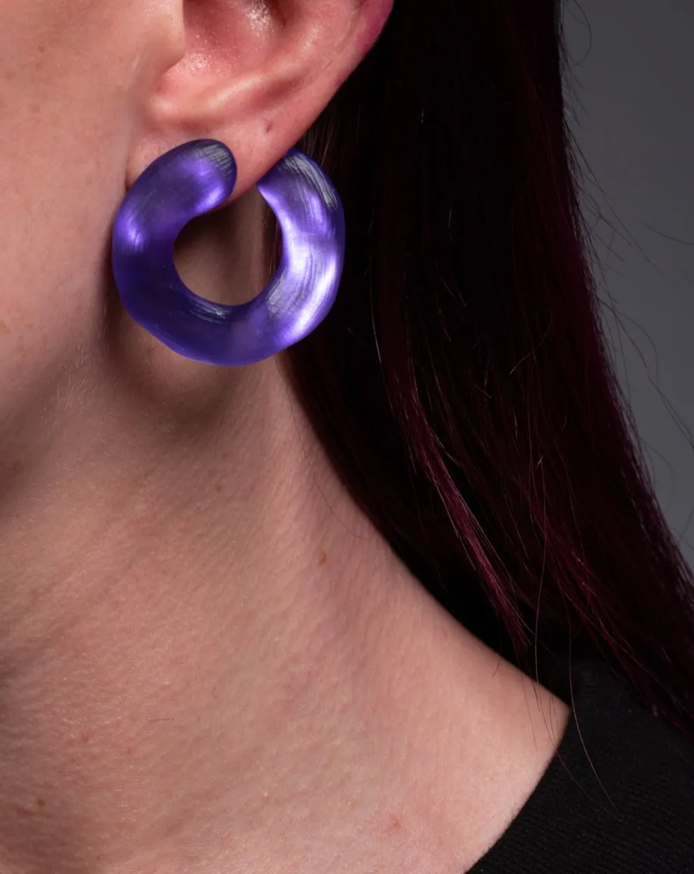 Lucite Large Front Facing Hoop Earring - Electric Purple sold by Alexis Bittar product image thumbnail 2