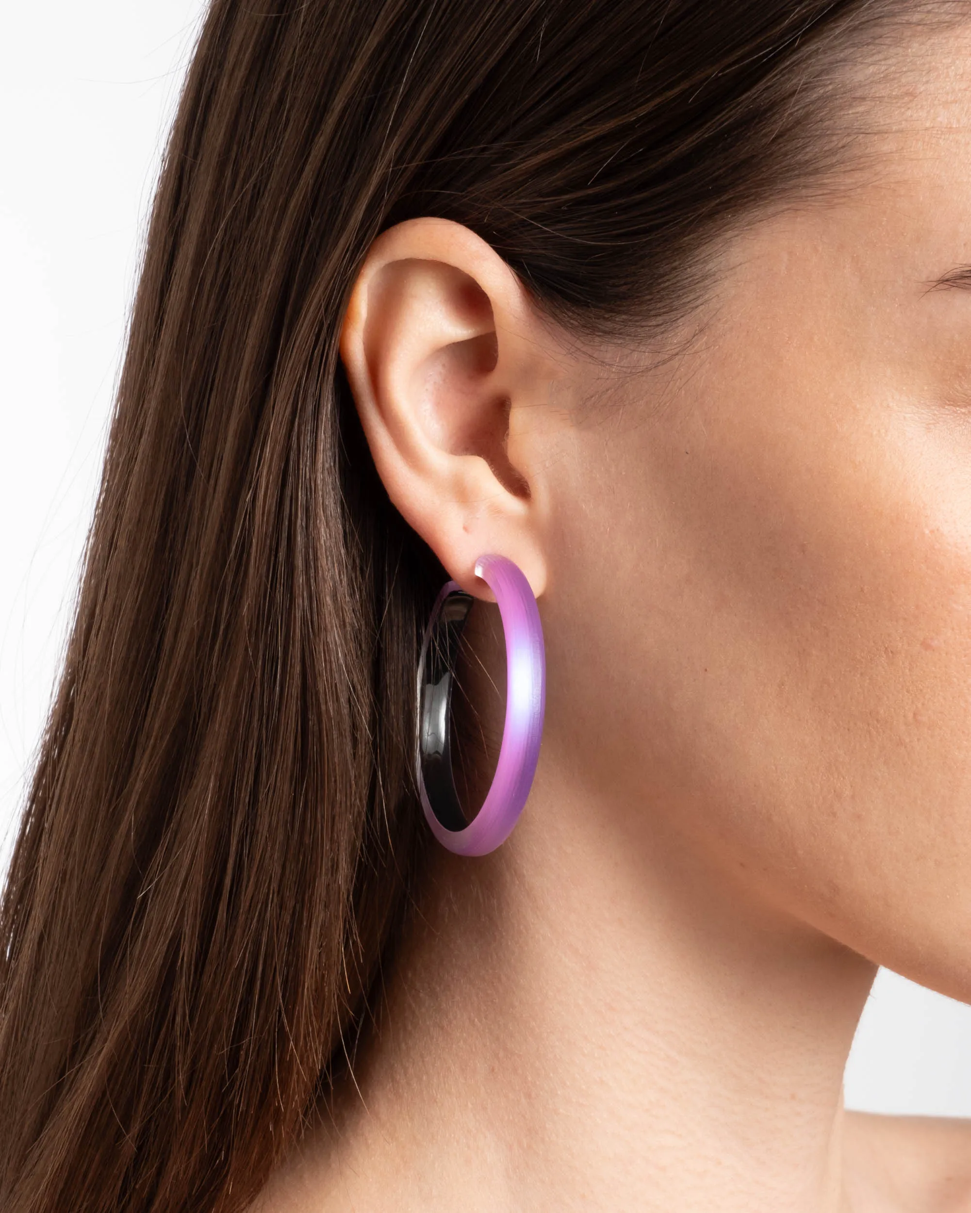 Skinny Lucite Hoop Earring- Techno Purple sold by Alexis Bittar product image thumbnail 2