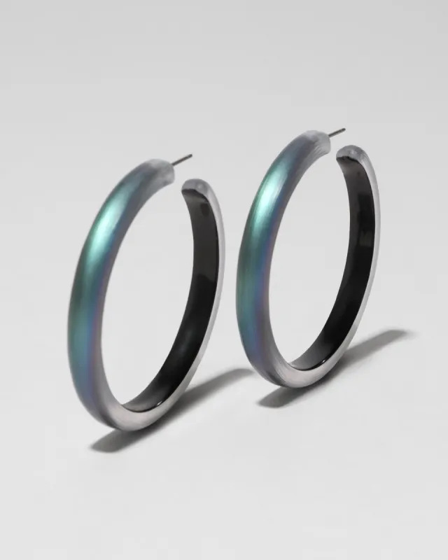 Skinny Lucite Hoop Earring- Black Beetle sold by Alexis Bittar