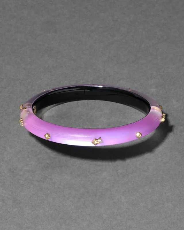 Rocky Gold Studded Lucite Hinge Bracelet- Techno Purple sold by Alexis Bittar