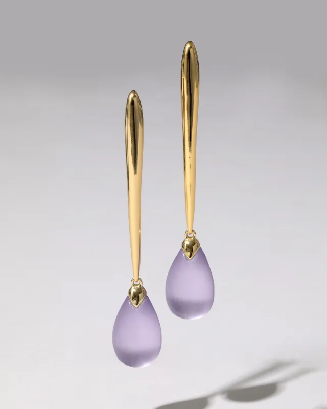 Molten Gold Elongated Lucite Drop Earring- Lavender sold by Alexis Bittar