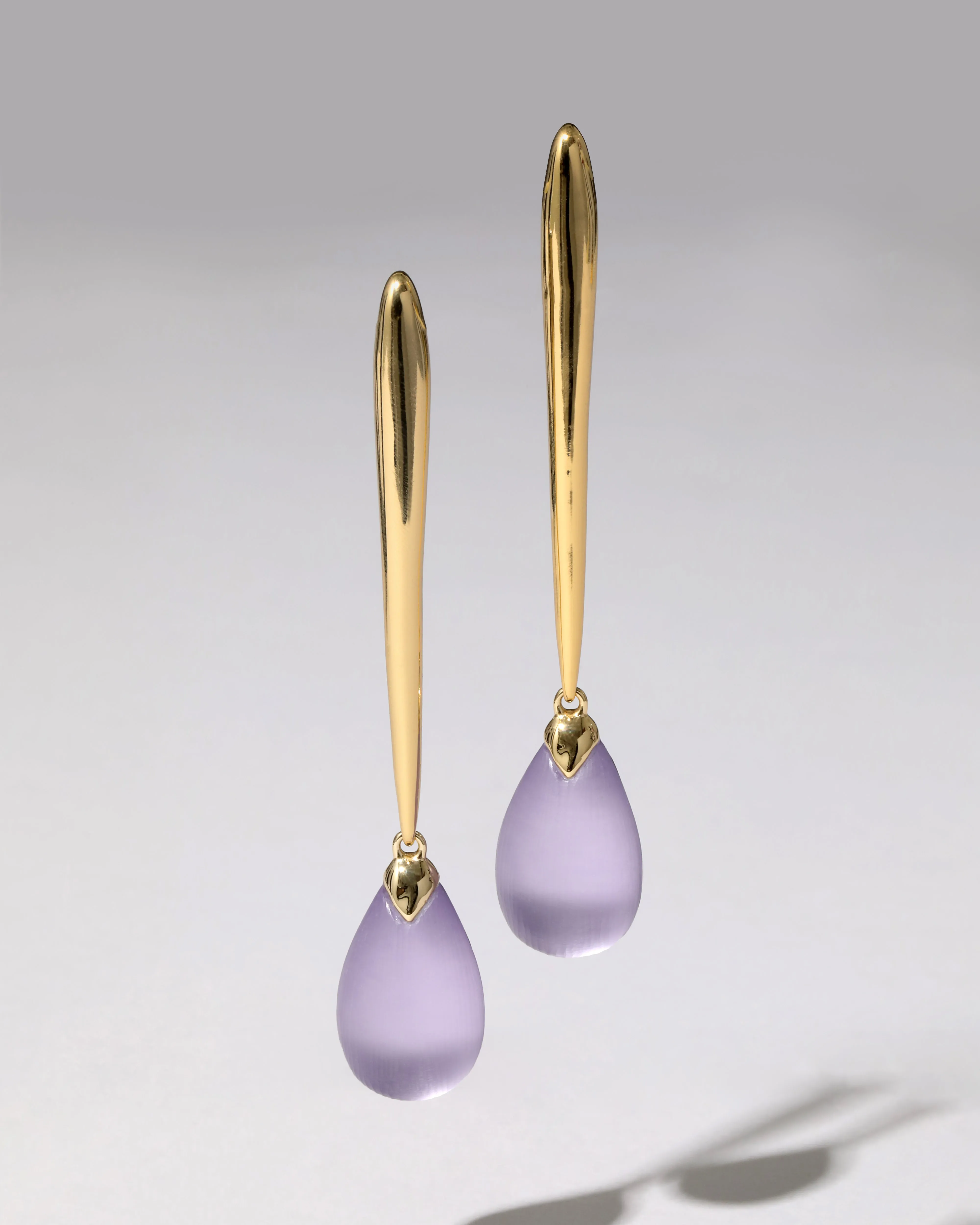 Molten Gold Elongated Lucite Drop Earring- Lavender sold by Alexis Bittar