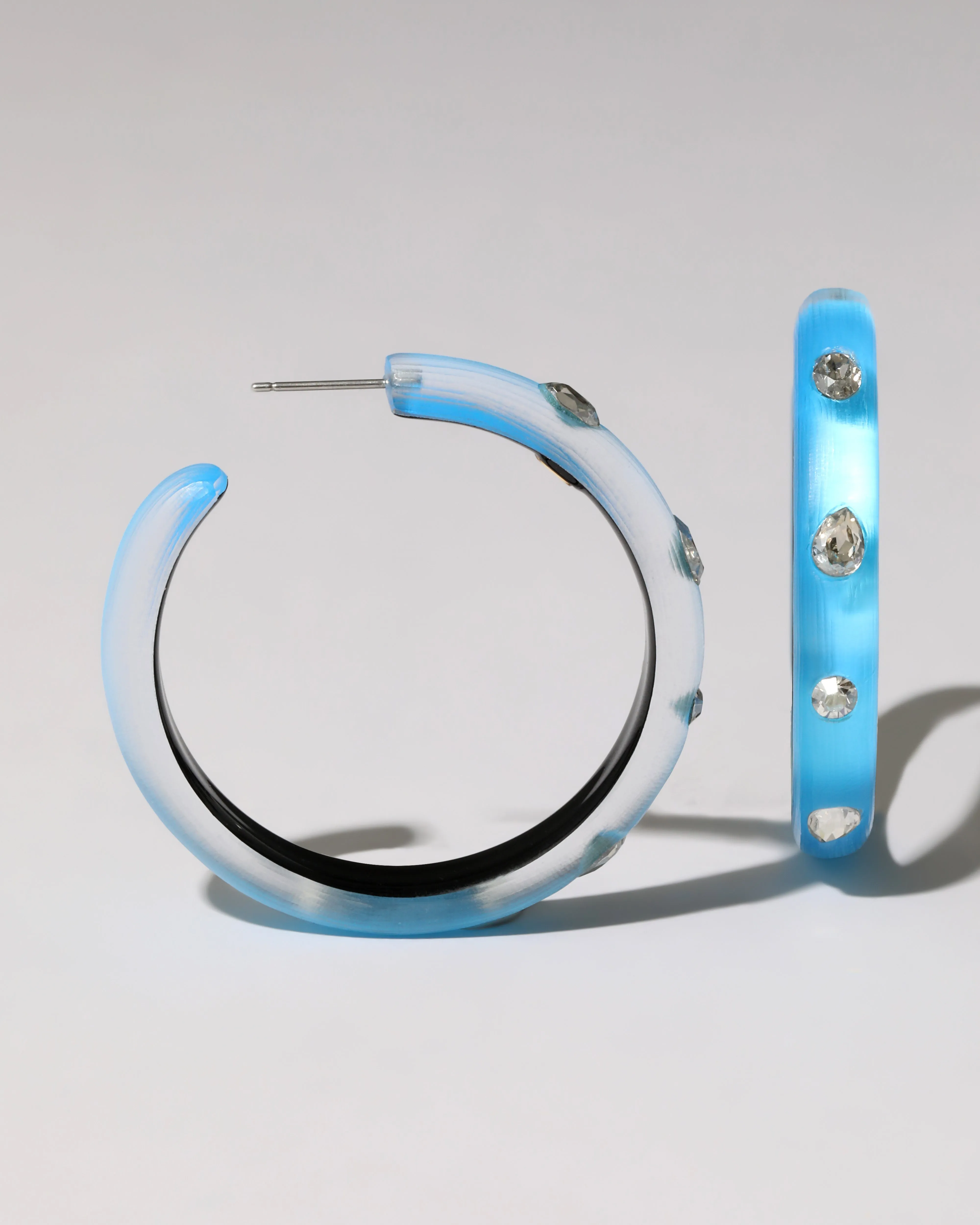 Crystal Studded Lucite Hoop Earring- Neon Blue sold by Alexis Bittar product image thumbnail 4