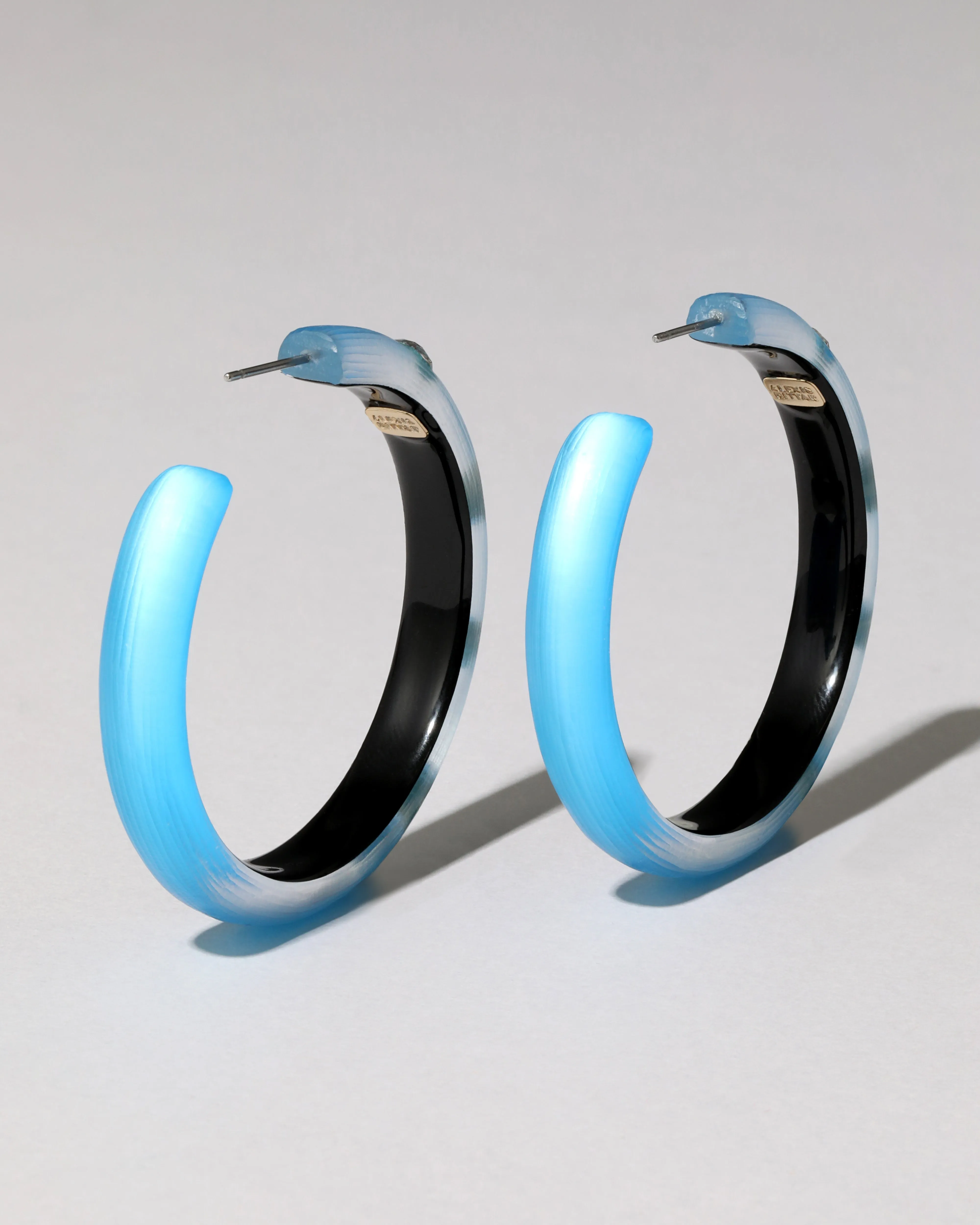 Crystal Studded Lucite Hoop Earring- Neon Blue sold by Alexis Bittar product image thumbnail 3