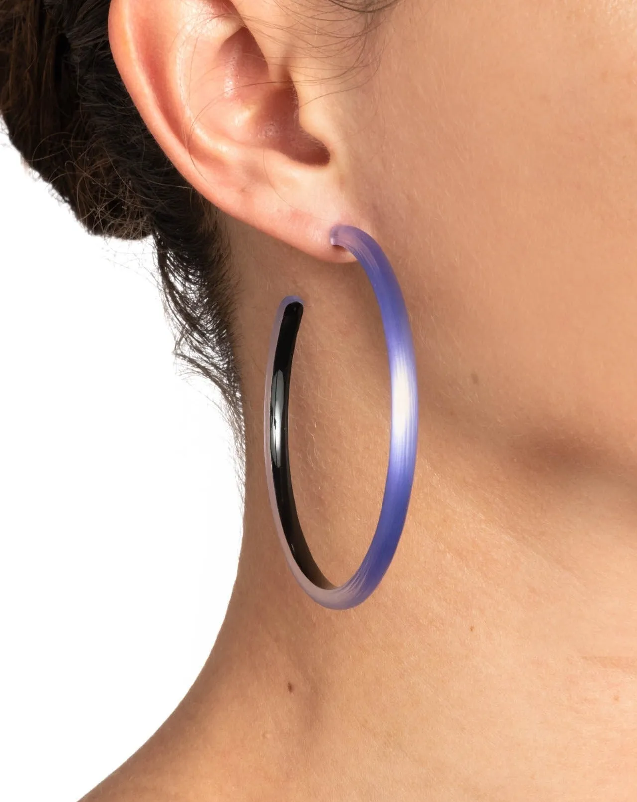 Large Skinny Lucite Hoop Earring- Electric Violet sold by Alexis Bittar product image thumbnail 2