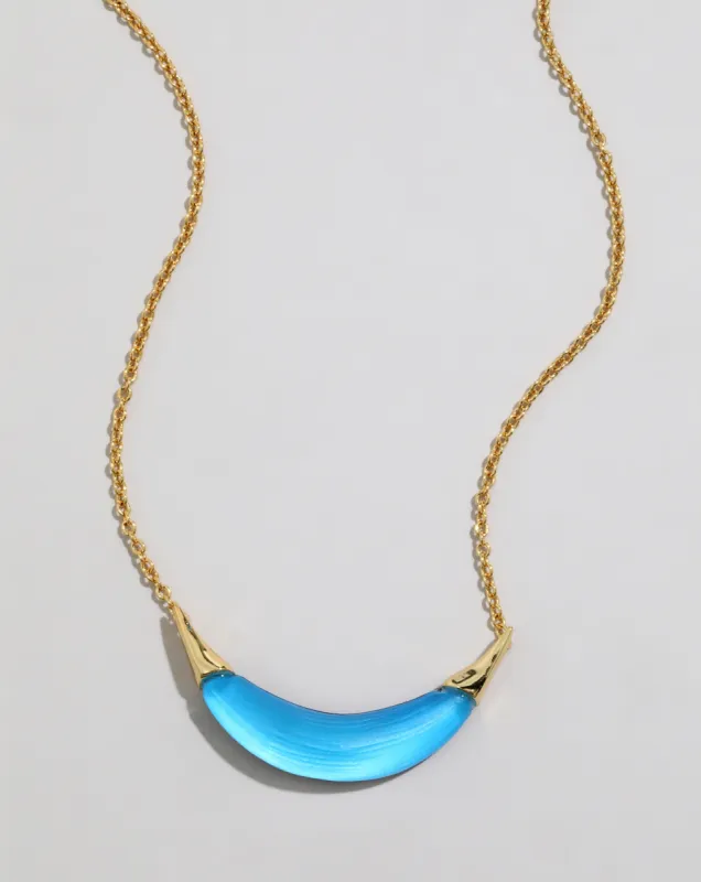Gold Capped Crescent Lucite Necklace- Neon Blue sold by Alexis Bittar