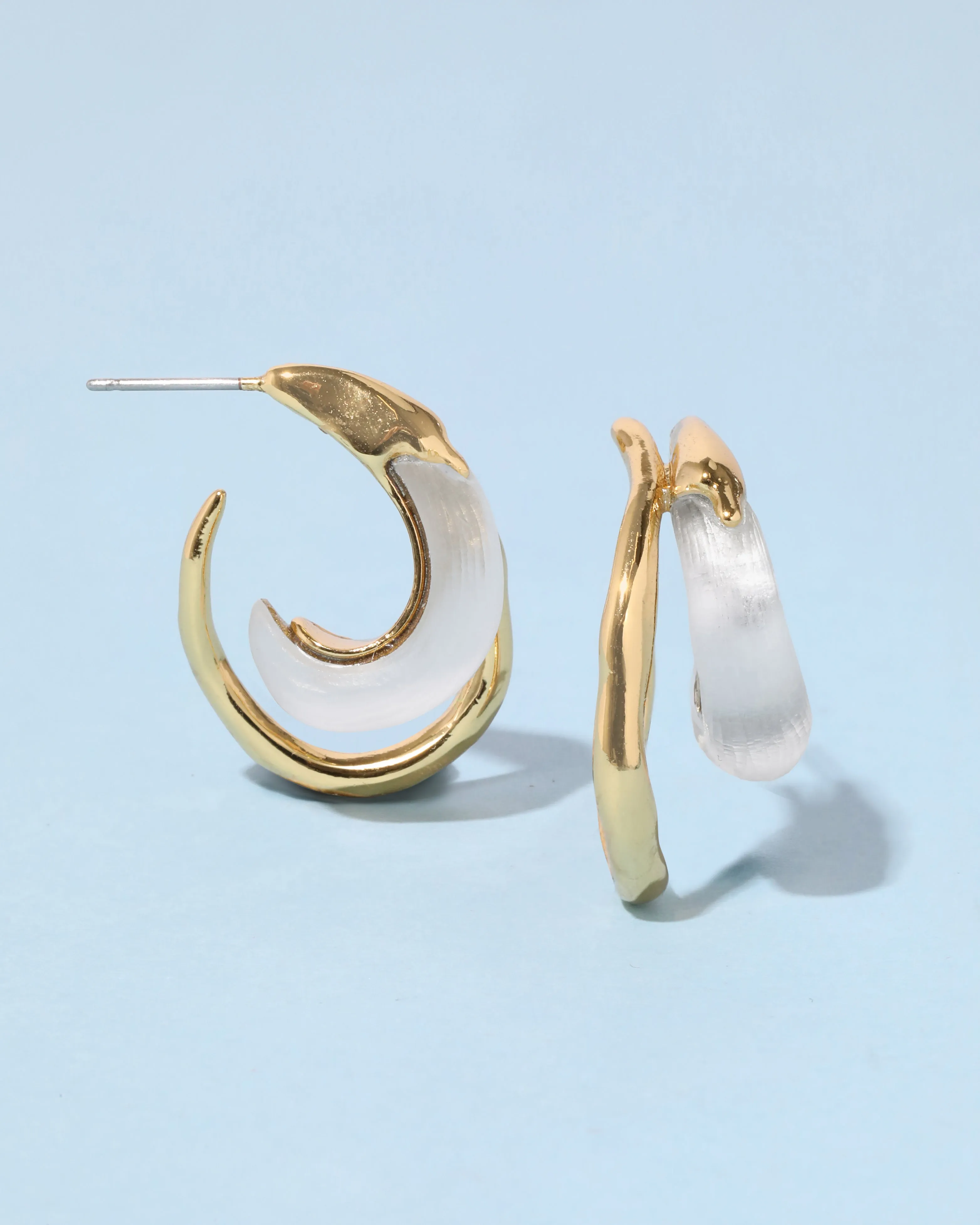 Lucite Molten Double Hoop Earring - Silver sold by Alexis Bittar product image thumbnail 3