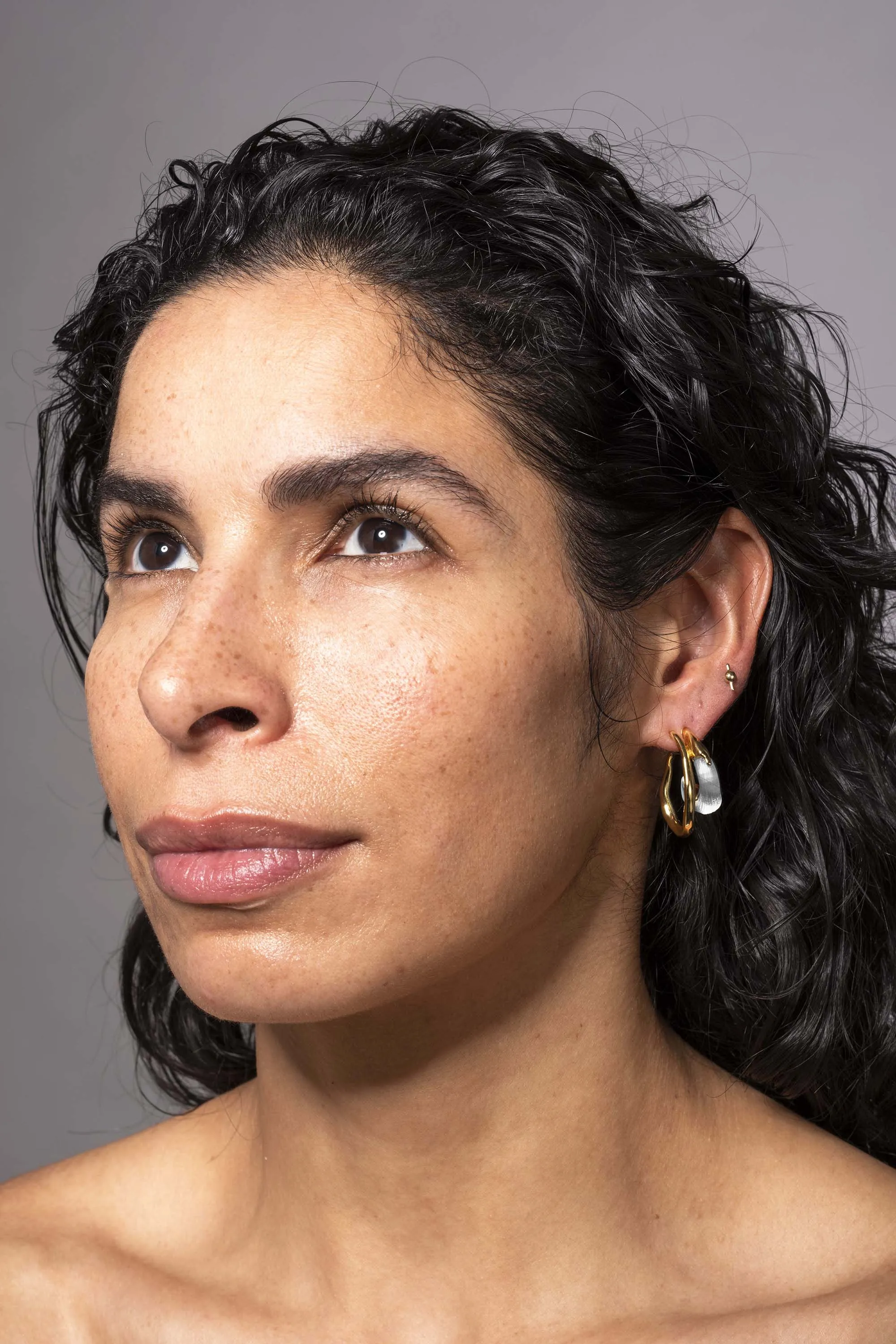 Lucite Molten Double Hoop Earring - Silver sold by Alexis Bittar product image thumbnail 2