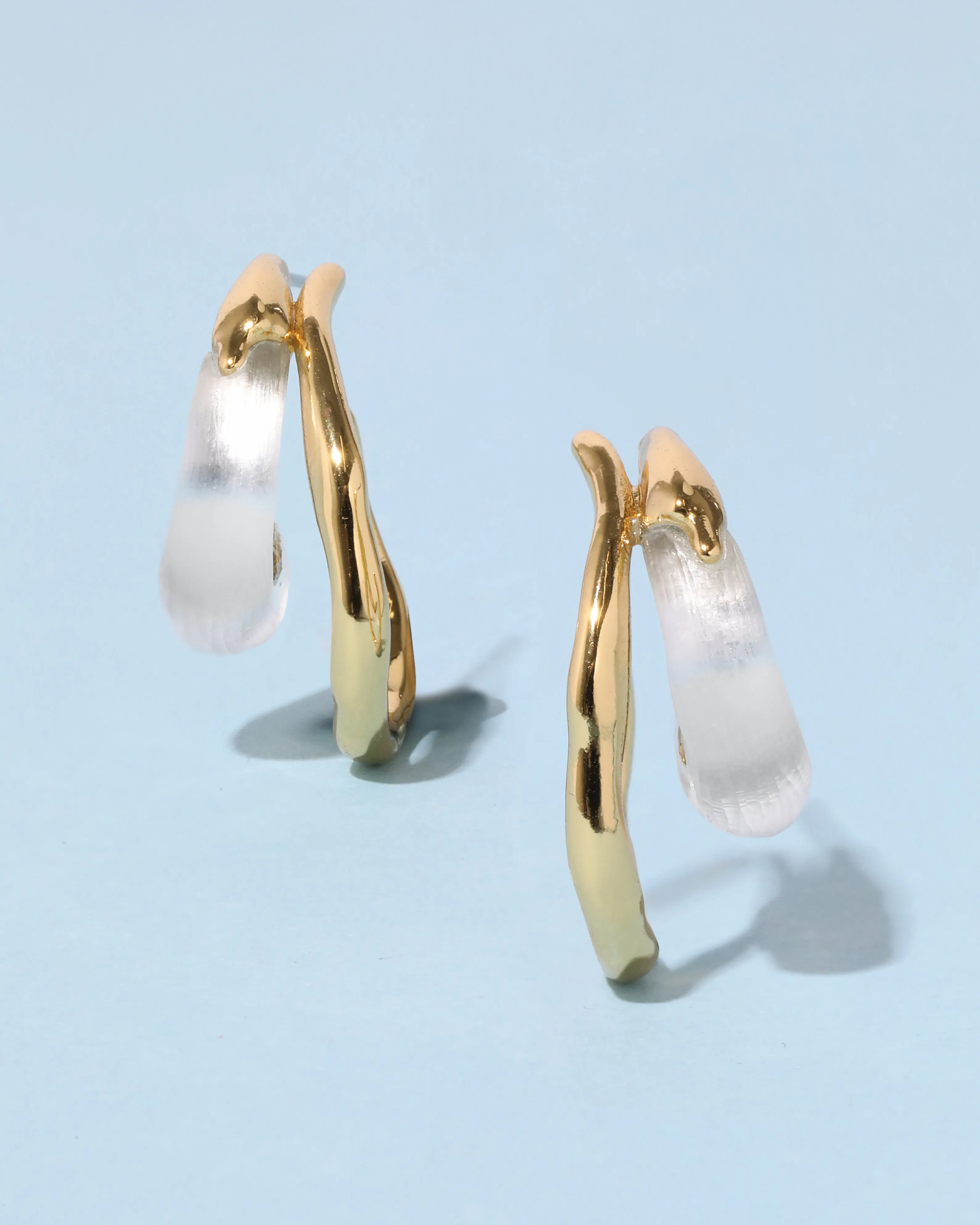 Lucite Molten Double Hoop Earring - Silver sold by Alexis Bittar