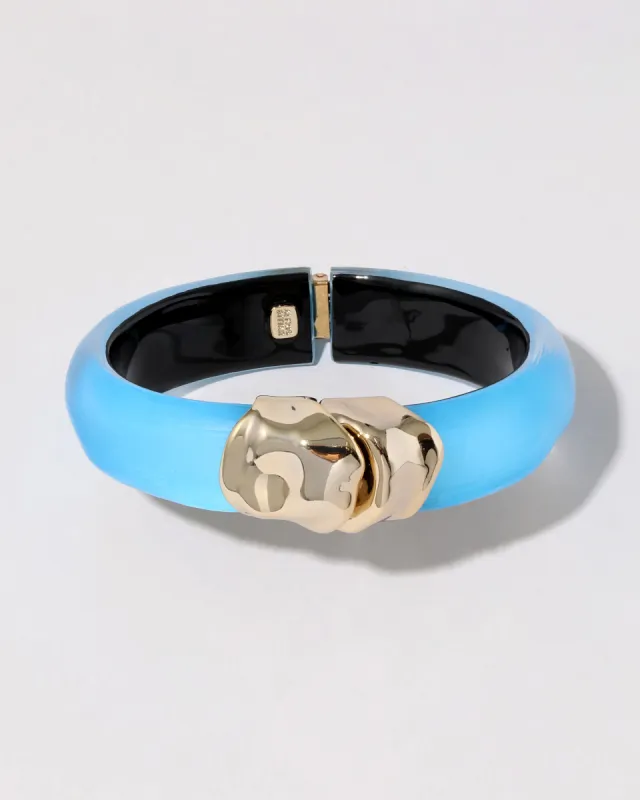 Molten Gold Lucite Hinge Bracelet- Neon Blue sold by Alexis Bittar
