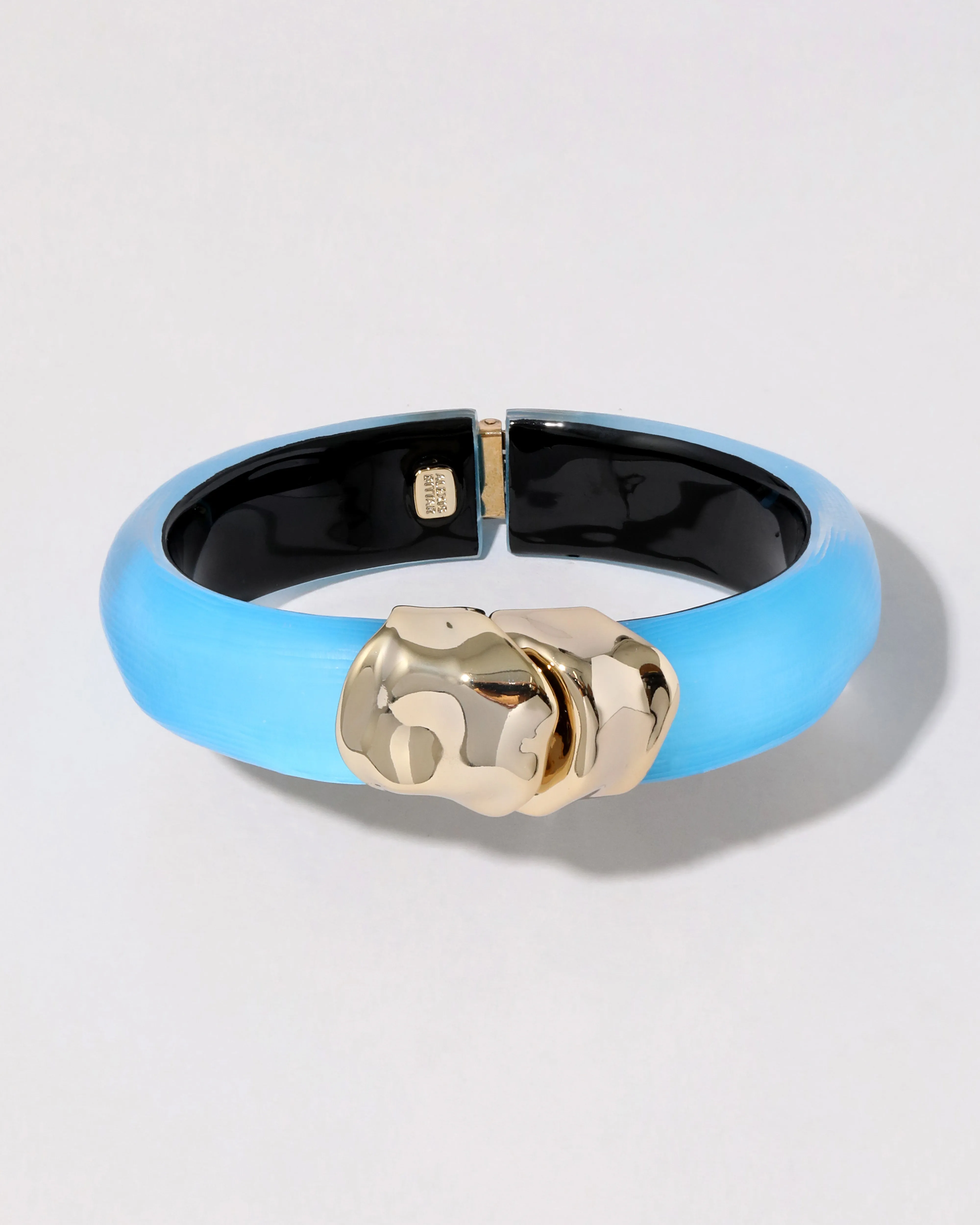 Molten Gold Lucite Hinge Bracelet- Neon Blue sold by Alexis Bittar
