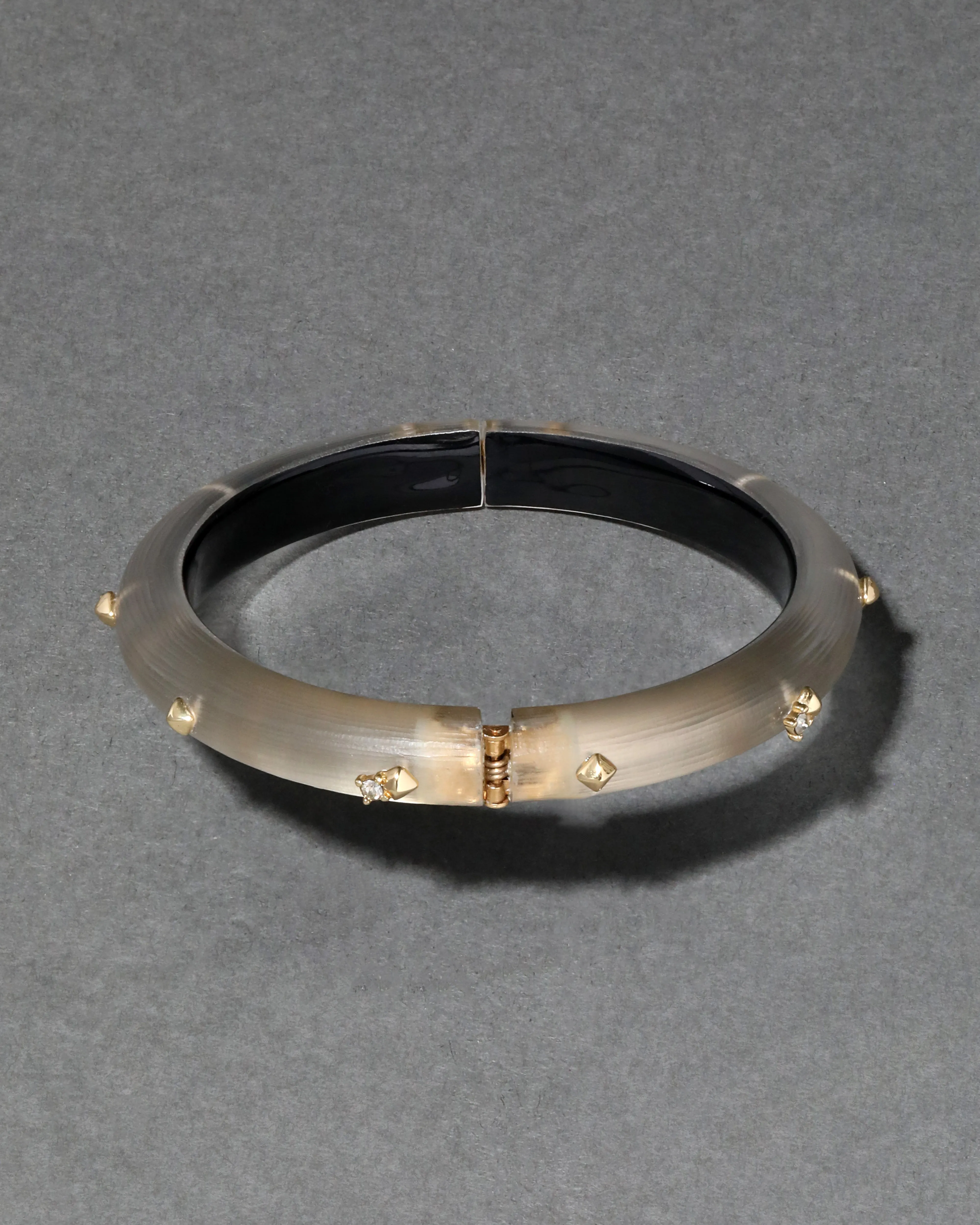 Rocky Gold Studded Lucite Hinge Bracelet- Warm Grey sold by Alexis Bittar product image thumbnail 5