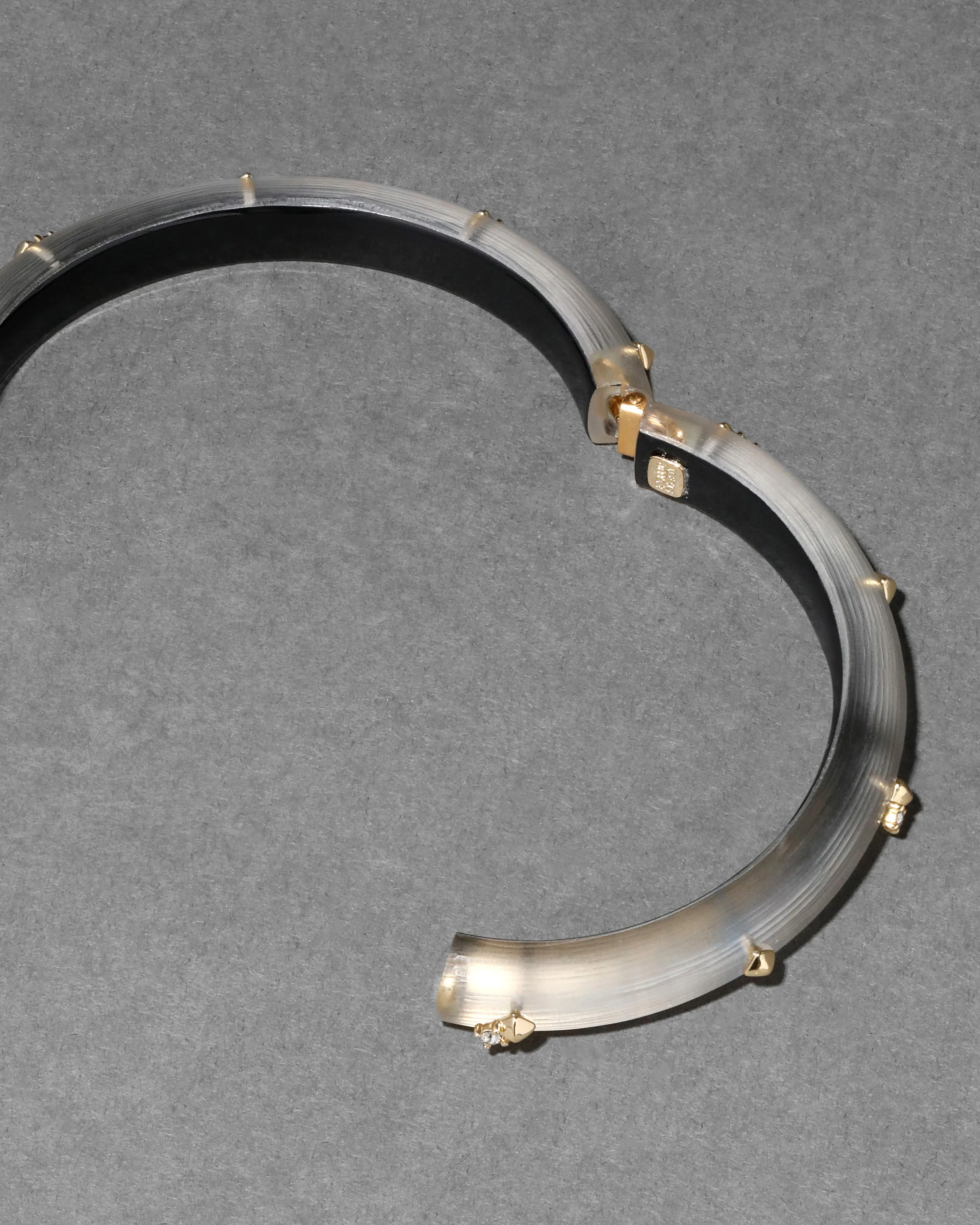 Rocky Gold Studded Lucite Hinge Bracelet- Warm Grey sold by Alexis Bittar product image thumbnail 4