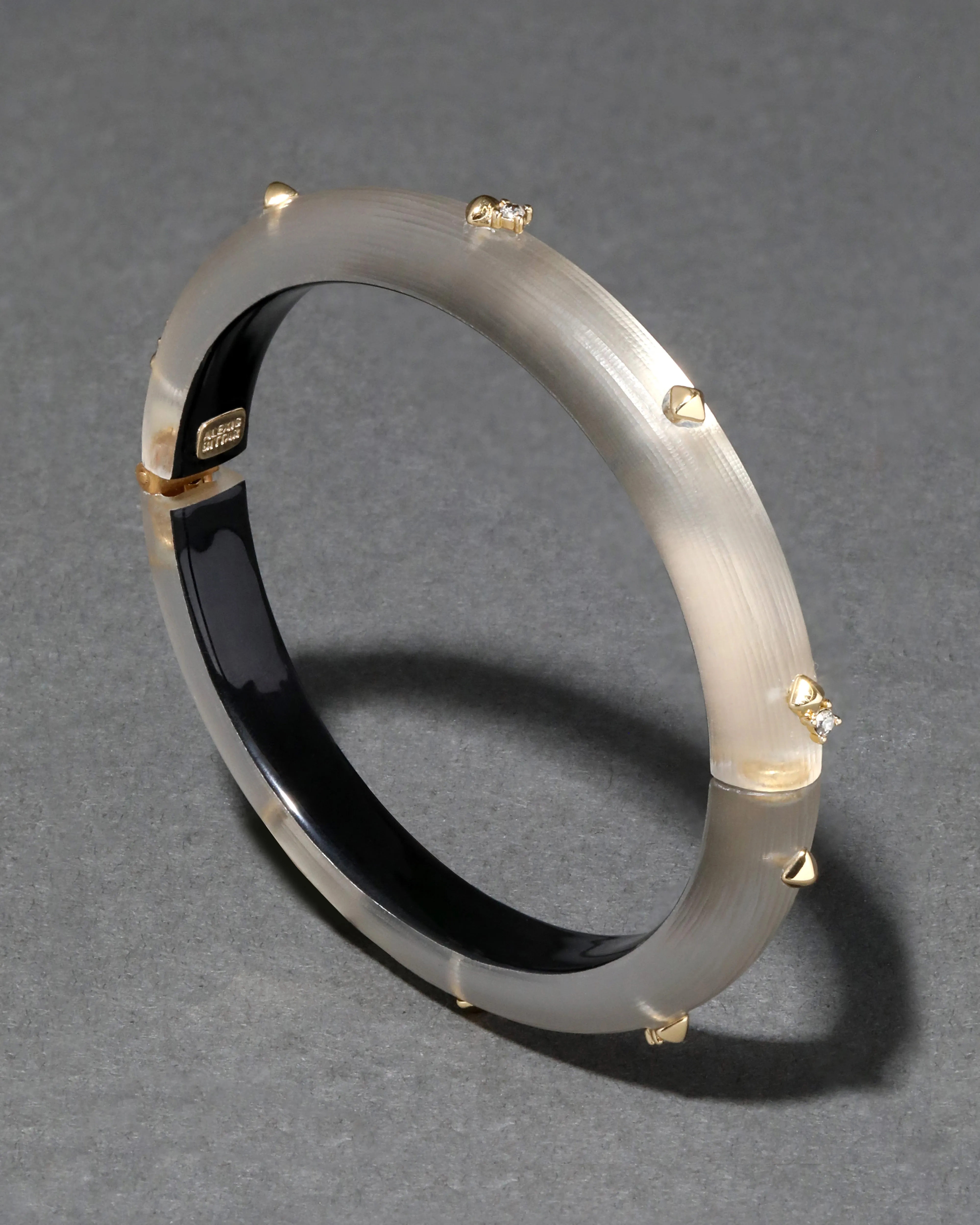Rocky Gold Studded Lucite Hinge Bracelet- Warm Grey sold by Alexis Bittar product image thumbnail 3