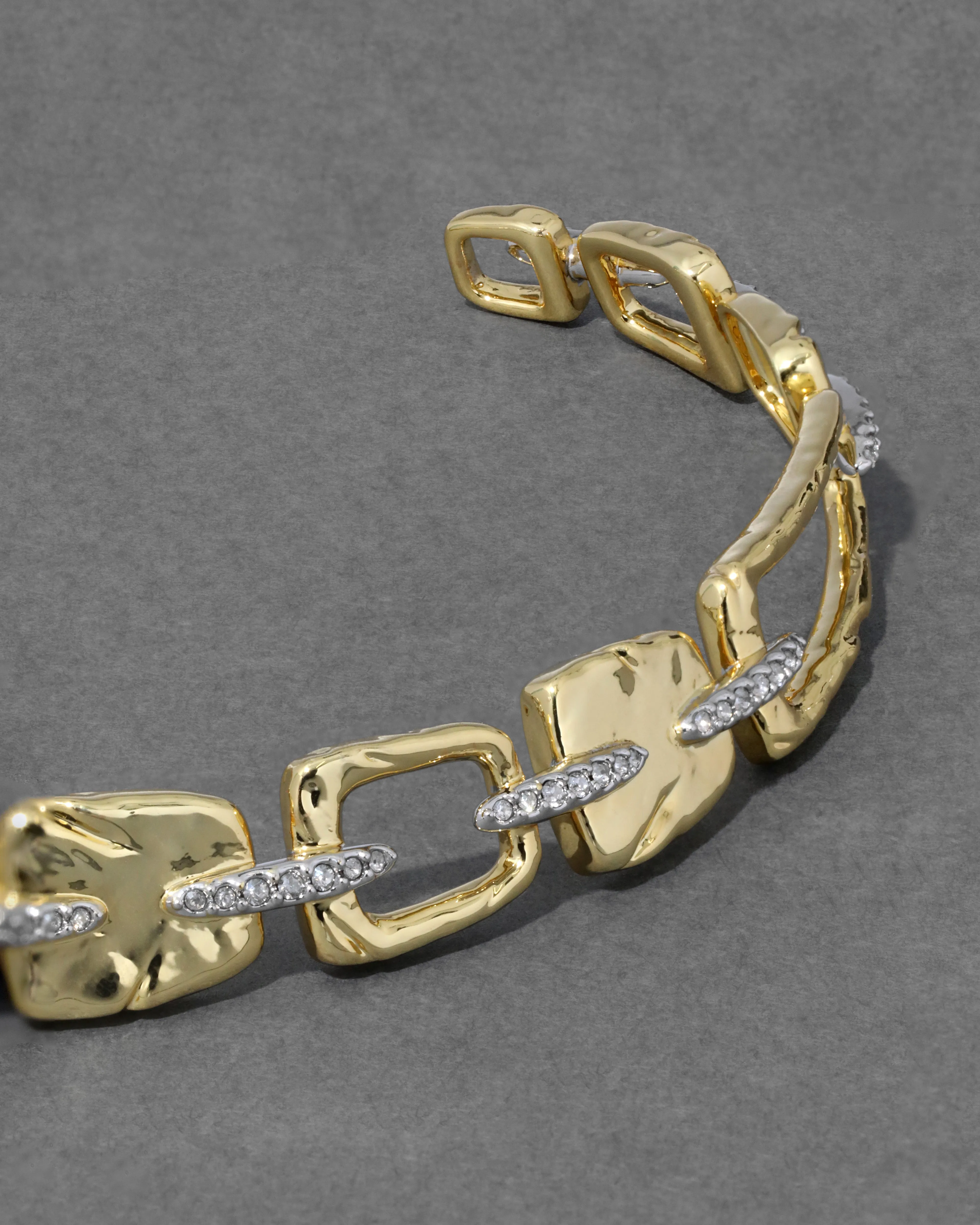 Gold Crystal Pave Square Link Collar Necklace sold by Alexis Bittar product image thumbnail 3