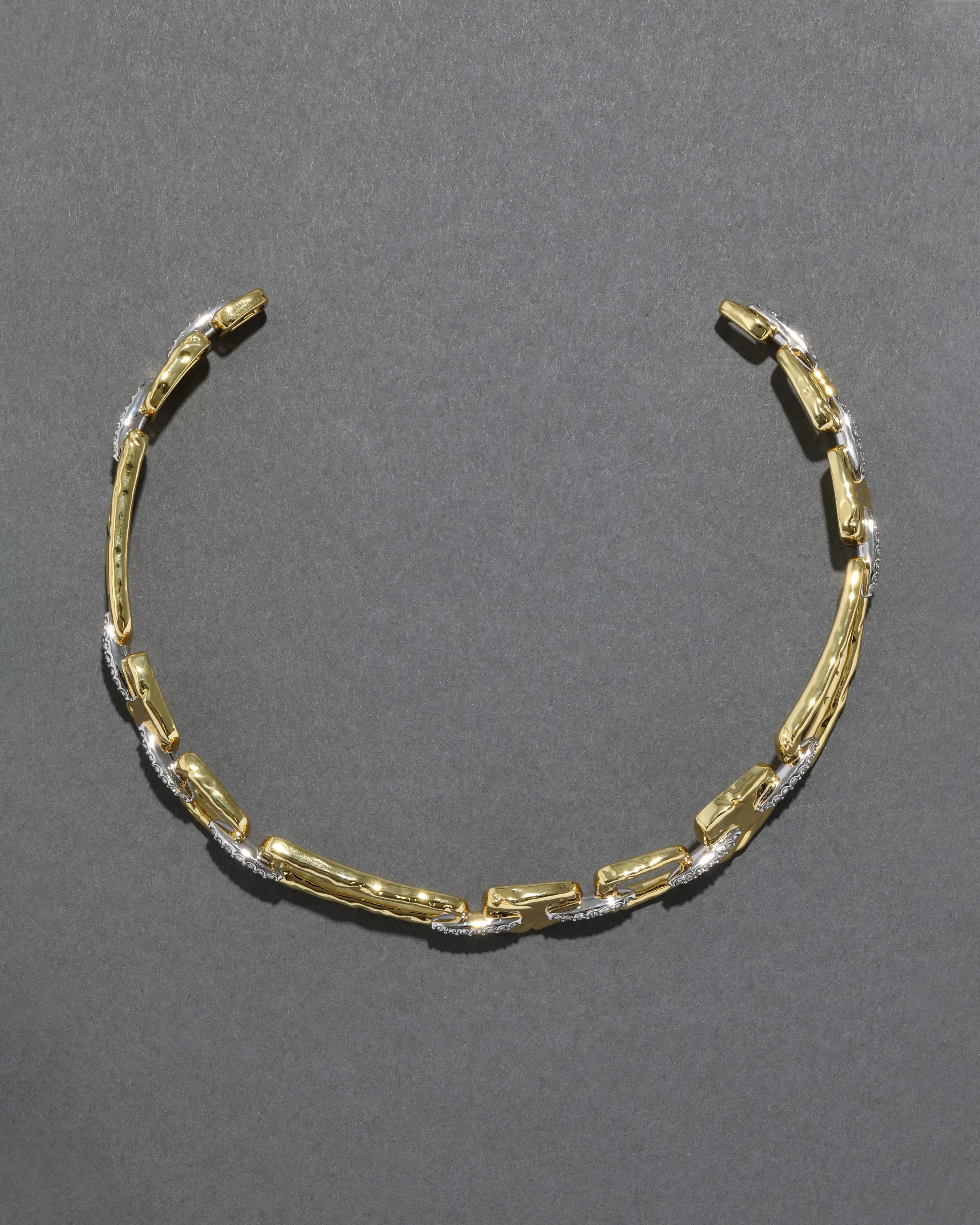 Gold Crystal Pave Square Link Collar Necklace sold by Alexis Bittar product image thumbnail 4