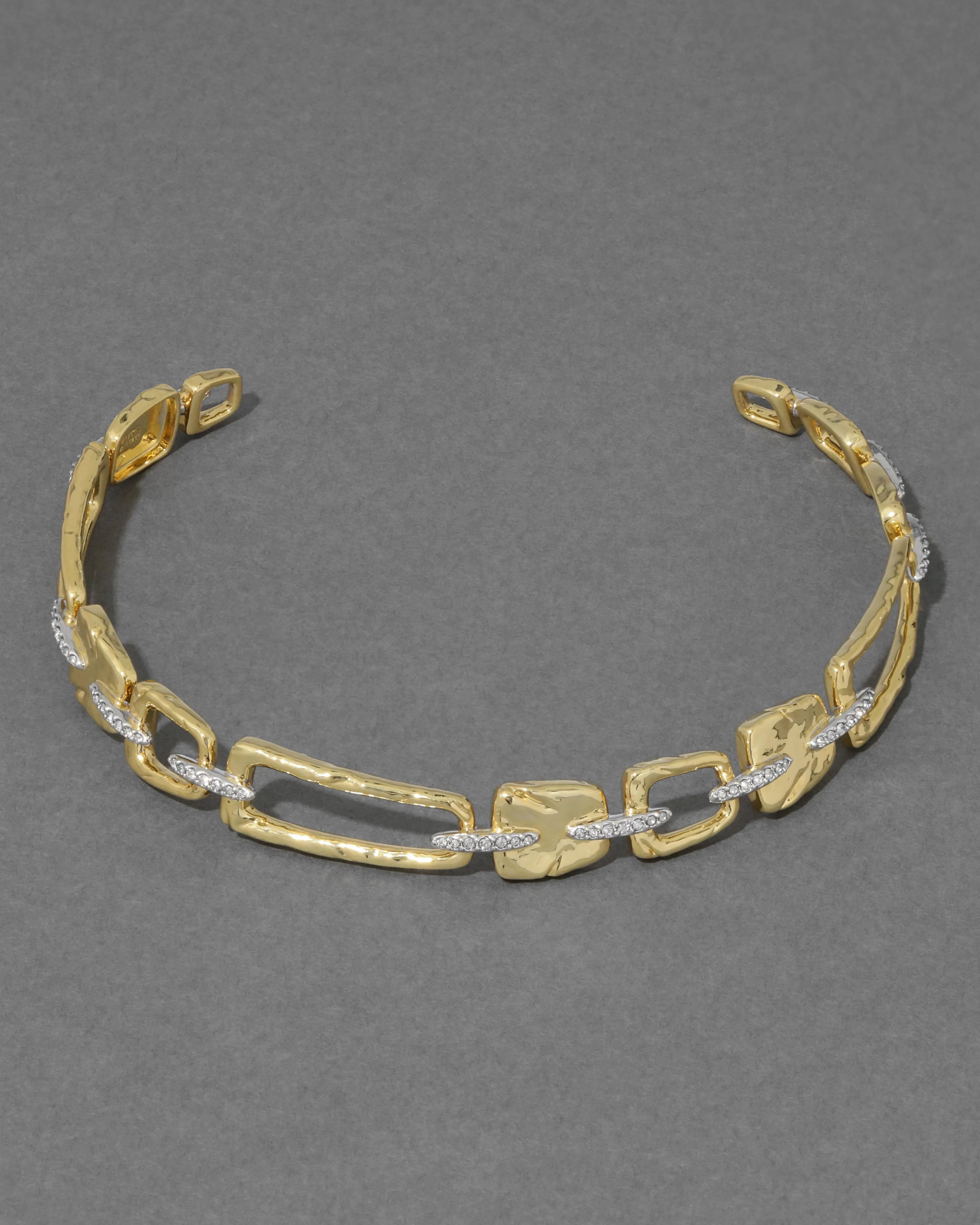 Gold Crystal Pave Square Link Collar Necklace sold by Alexis Bittar