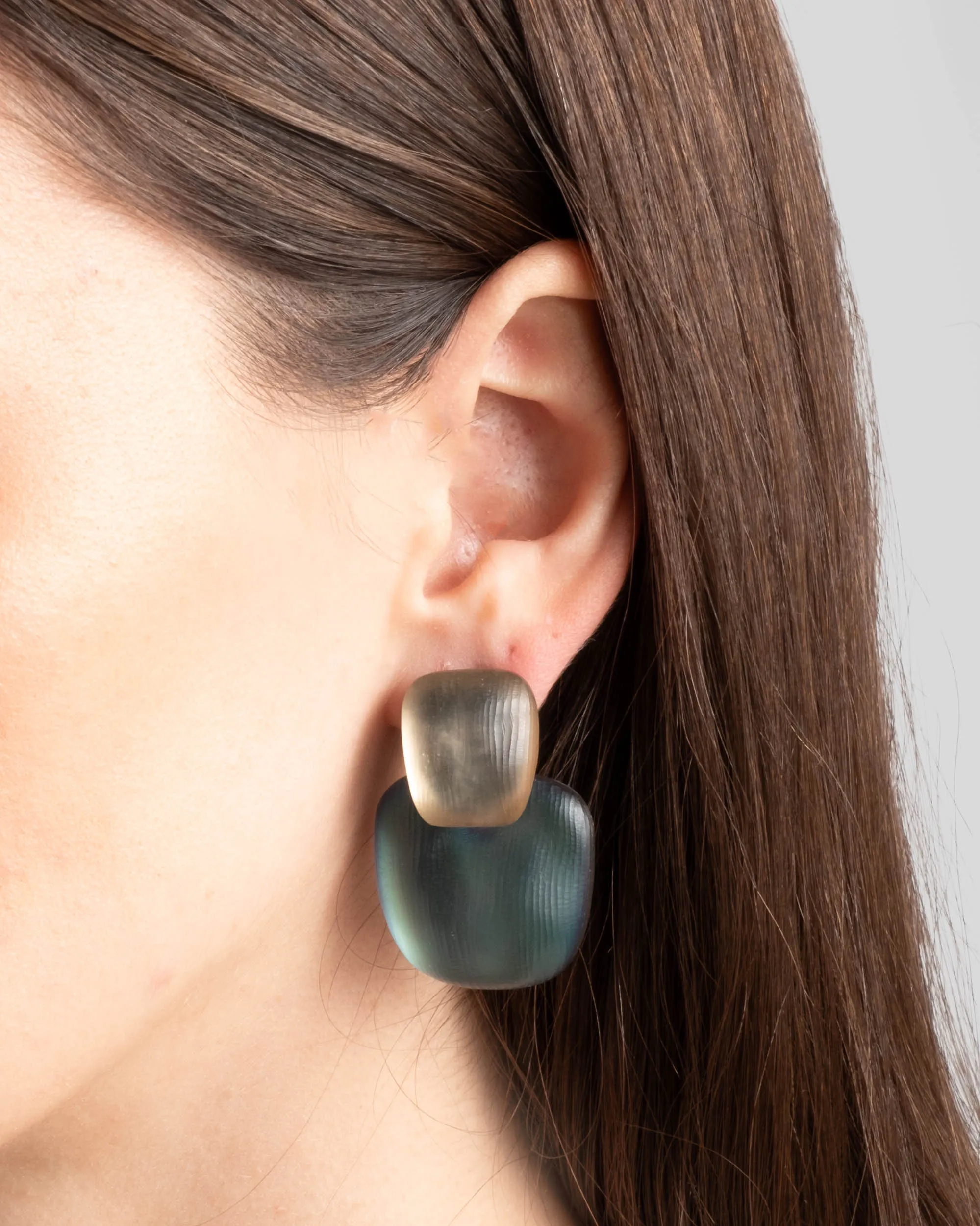 Layered Soft Square Lucite Post Earring- Black Beetle sold by Alexis Bittar product image thumbnail 2