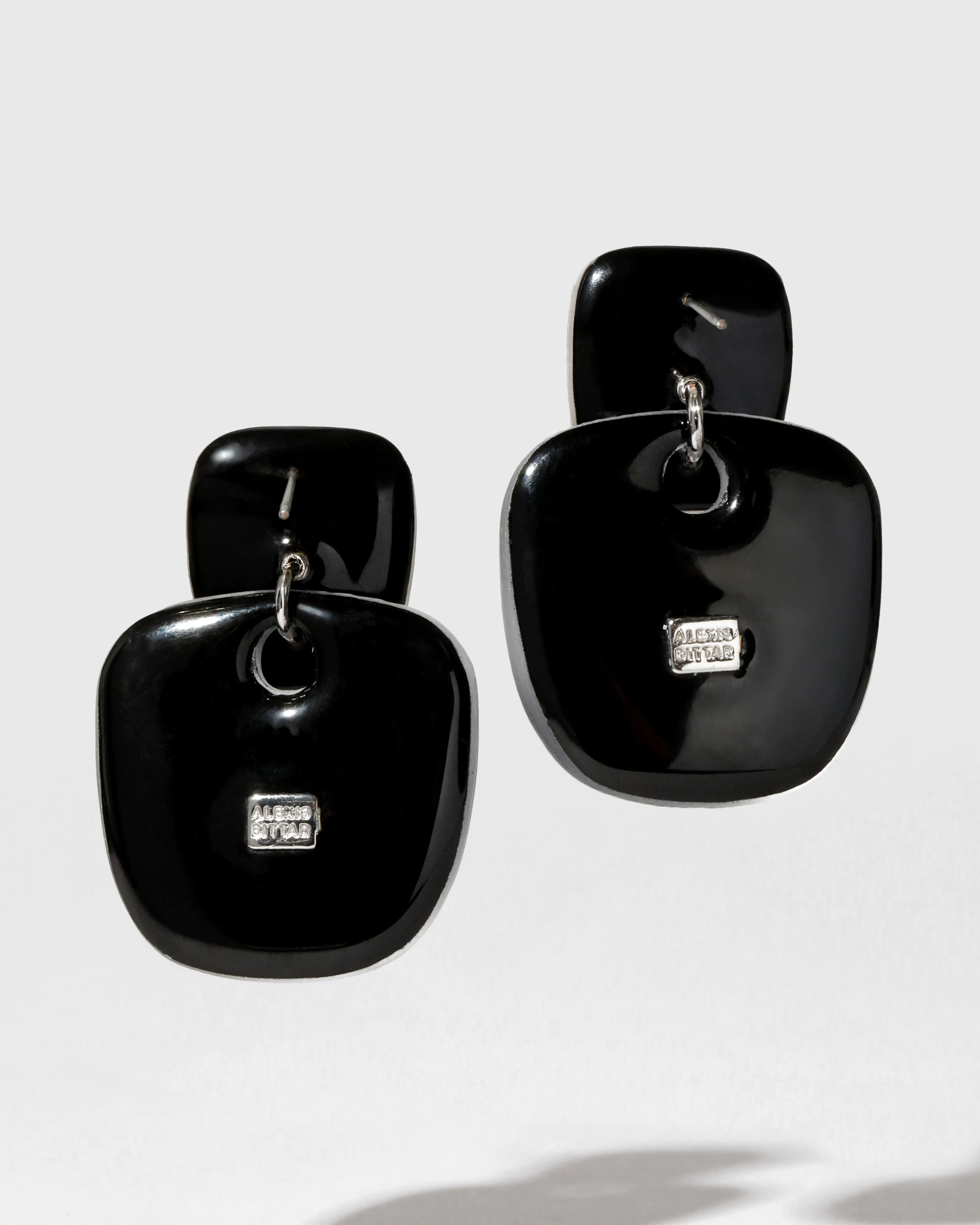 Layered Soft Square Lucite Post Earring- Black Beetle sold by Alexis Bittar product image thumbnail 3