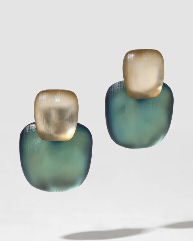 Layered Soft Square Lucite Post Earring- Black Beetle sold by Alexis Bittar