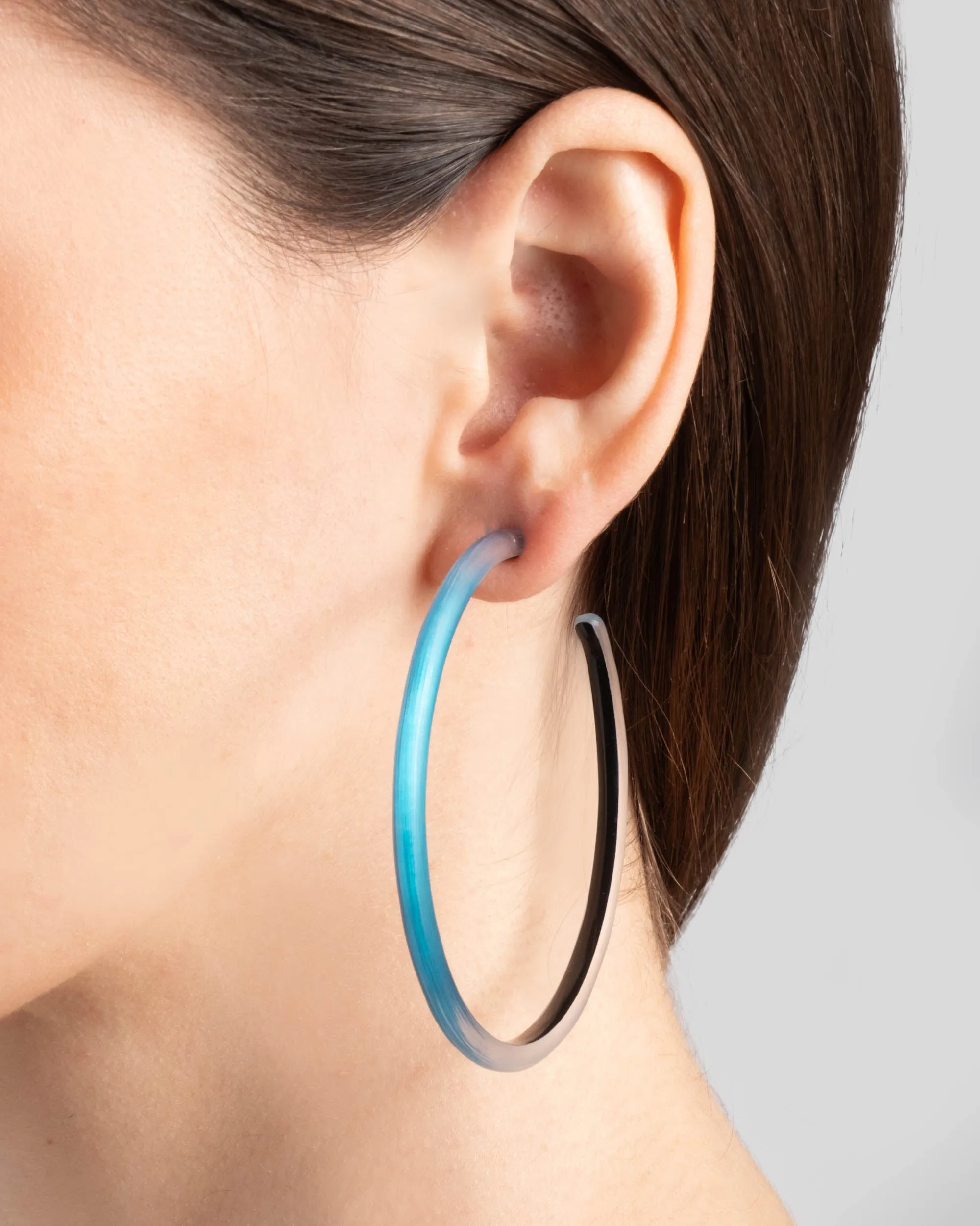 Large Skinny Lucite Hoop Earring- Mediterranean Blue sold by Alexis Bittar product image thumbnail 2