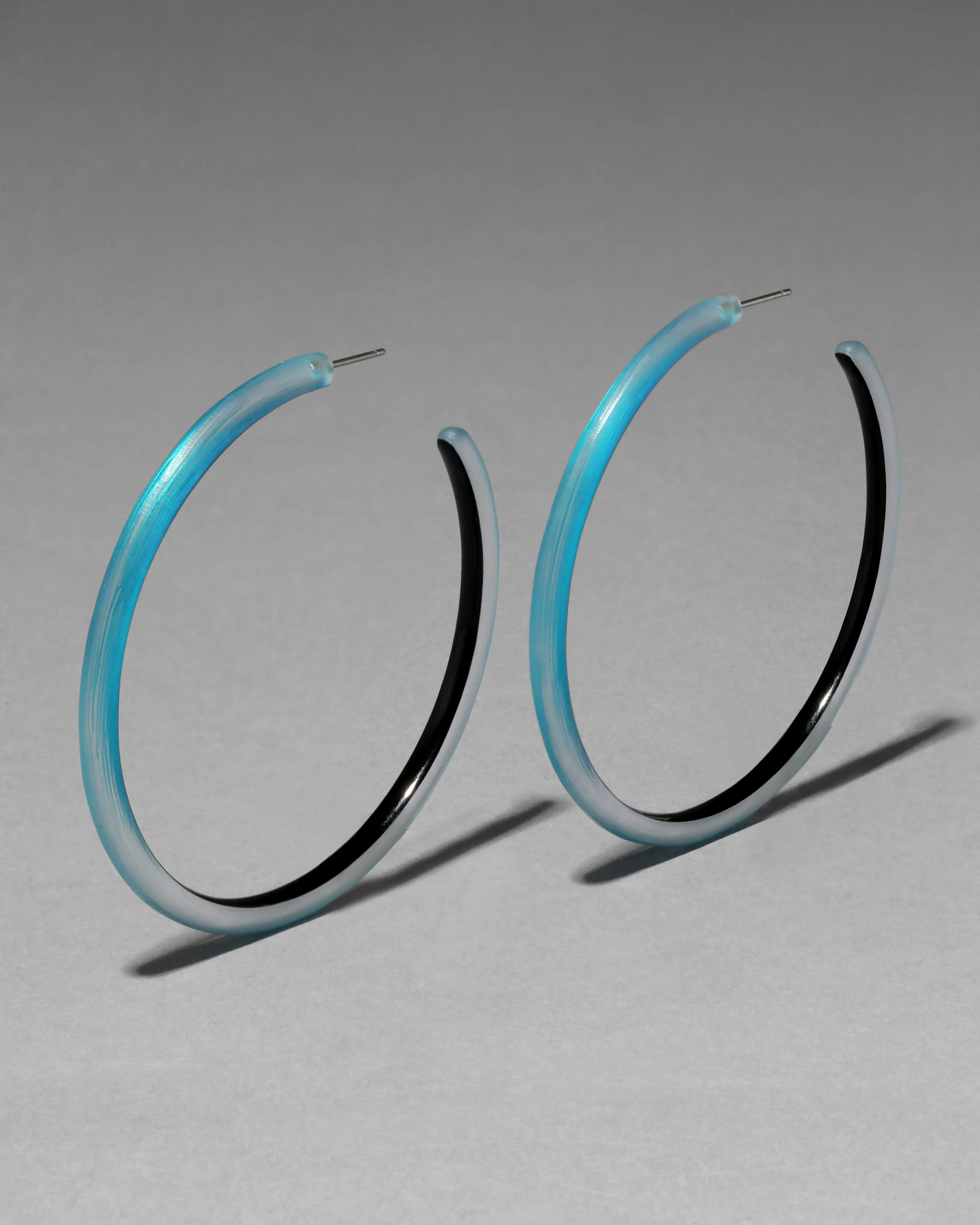 Large Skinny Lucite Hoop Earring- Mediterranean Blue sold by Alexis Bittar