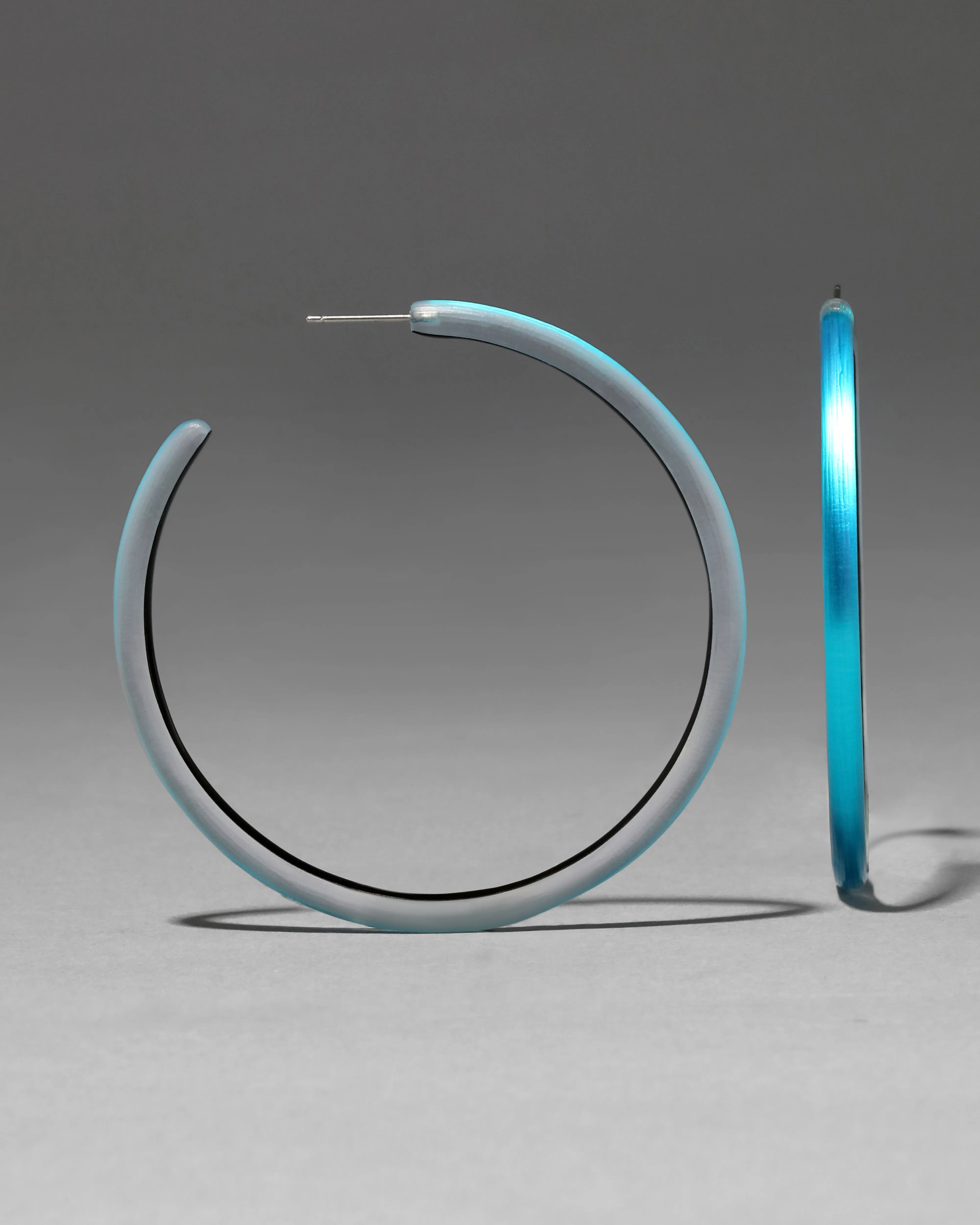Large Skinny Lucite Hoop Earring- Mediterranean Blue sold by Alexis Bittar product image thumbnail 3