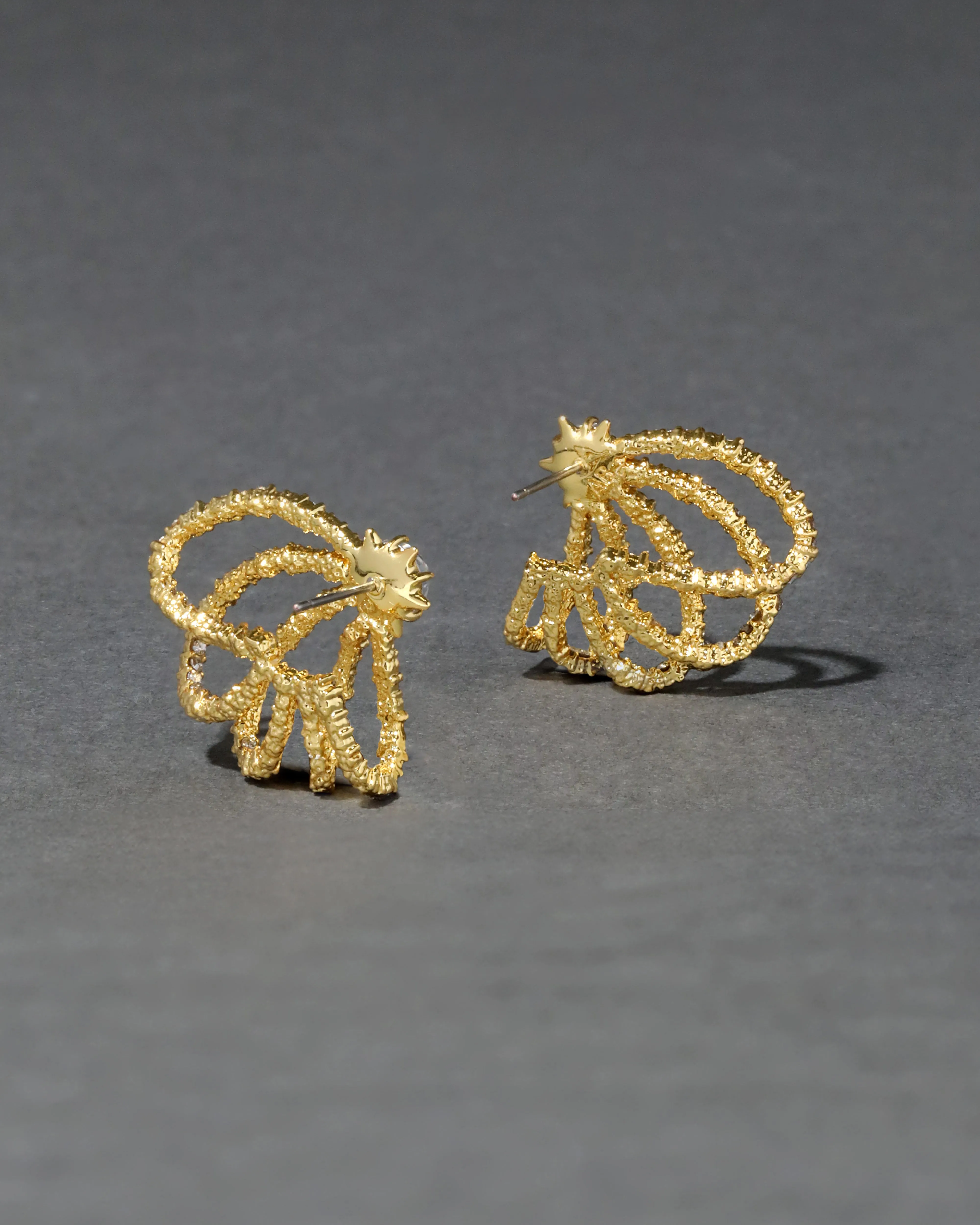 Gold Crystal Pave Lace Post Earring sold by Alexis Bittar product image thumbnail 3