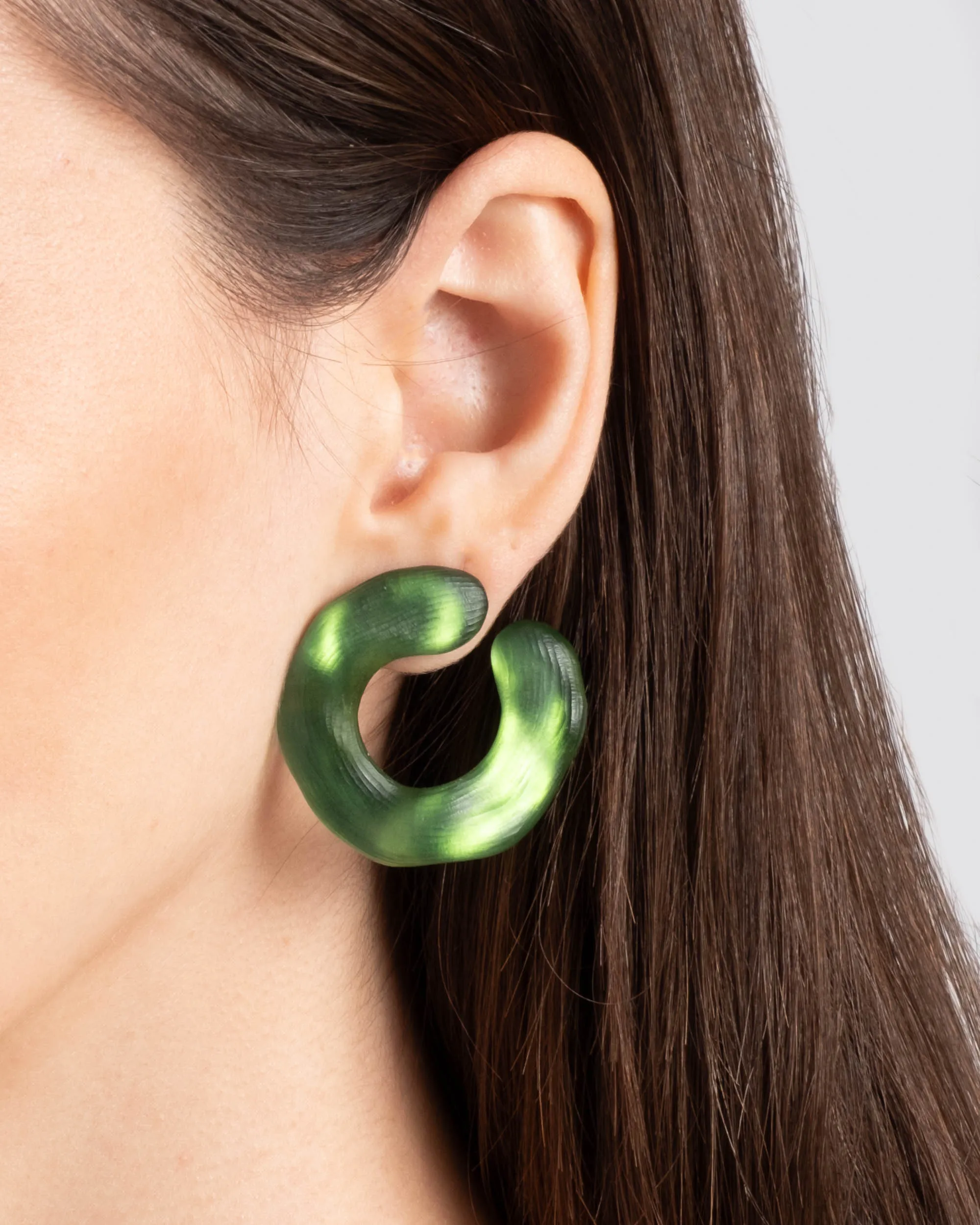 Lucite Large Front Facing Hoop Earring- Moss Green sold by Alexis Bittar product image thumbnail 2