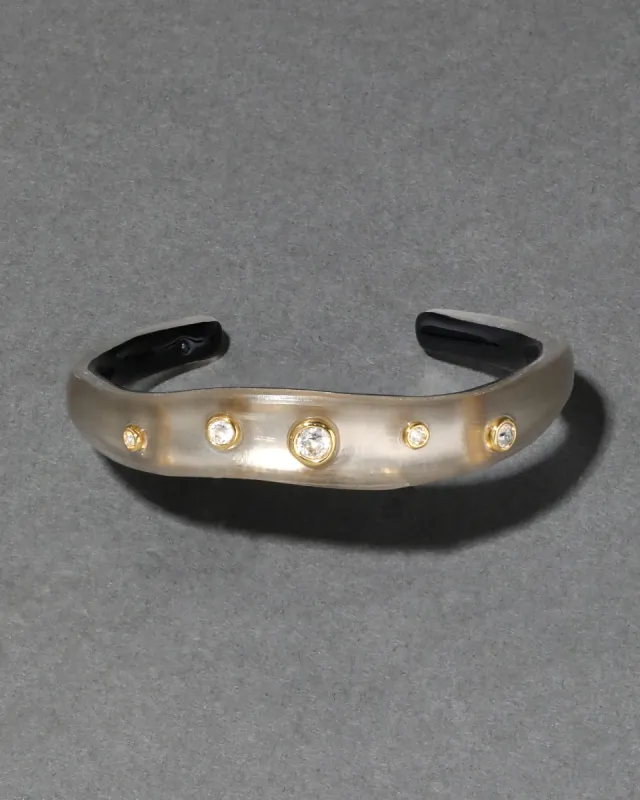 Crystal Studded Lucite Cuff Bracelet- Warm Grey sold by Alexis Bittar