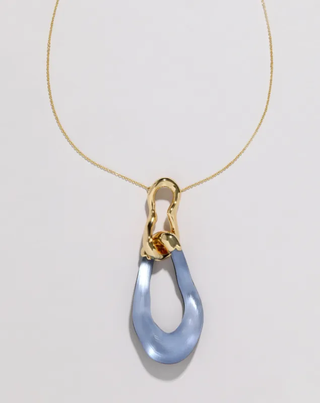 Gold Double Link Lucite Necklace- Steel Blue sold by Alexis Bittar