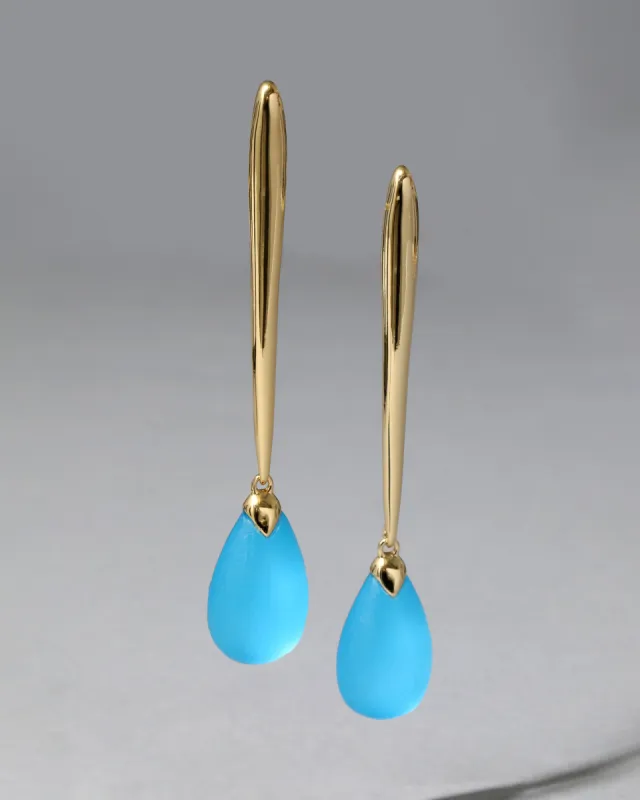 Molten Gold Elongated Lucite Drop Earring- Neon Blue sold by Alexis Bittar