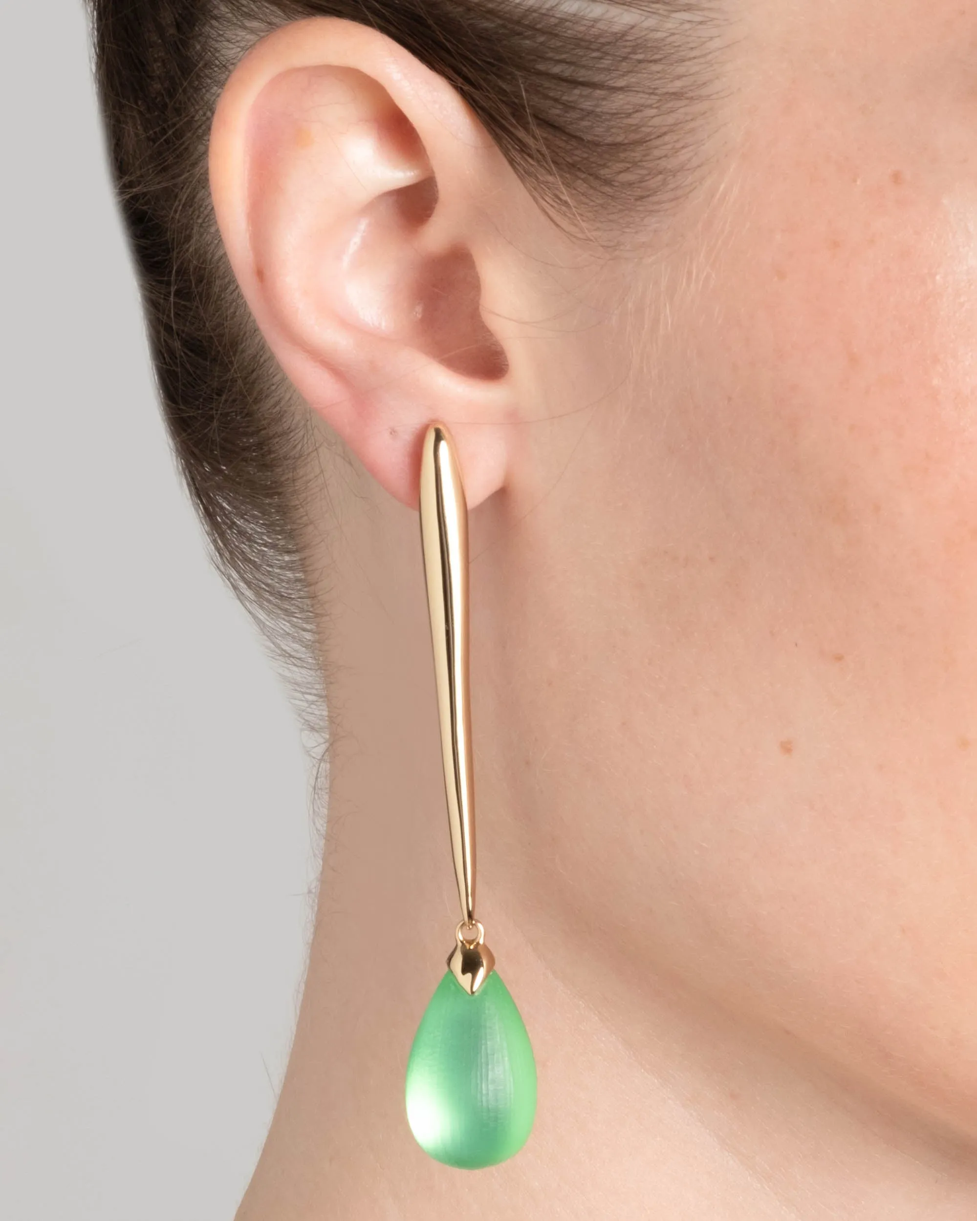 Molten Gold Elongated Lucite Drop Earring- Lime sold by Alexis Bittar product image thumbnail 2