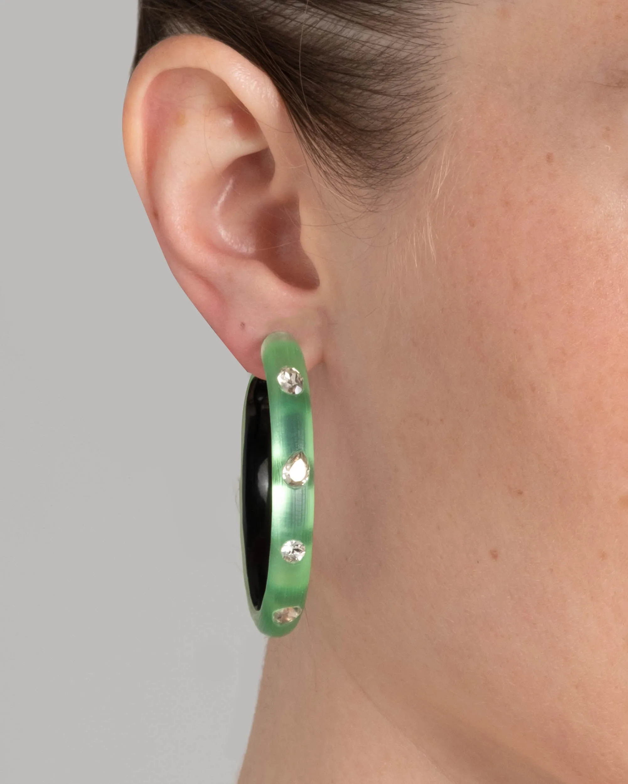 Crystal Studded Lucite Hoop Earring- Lime sold by Alexis Bittar product image thumbnail 2