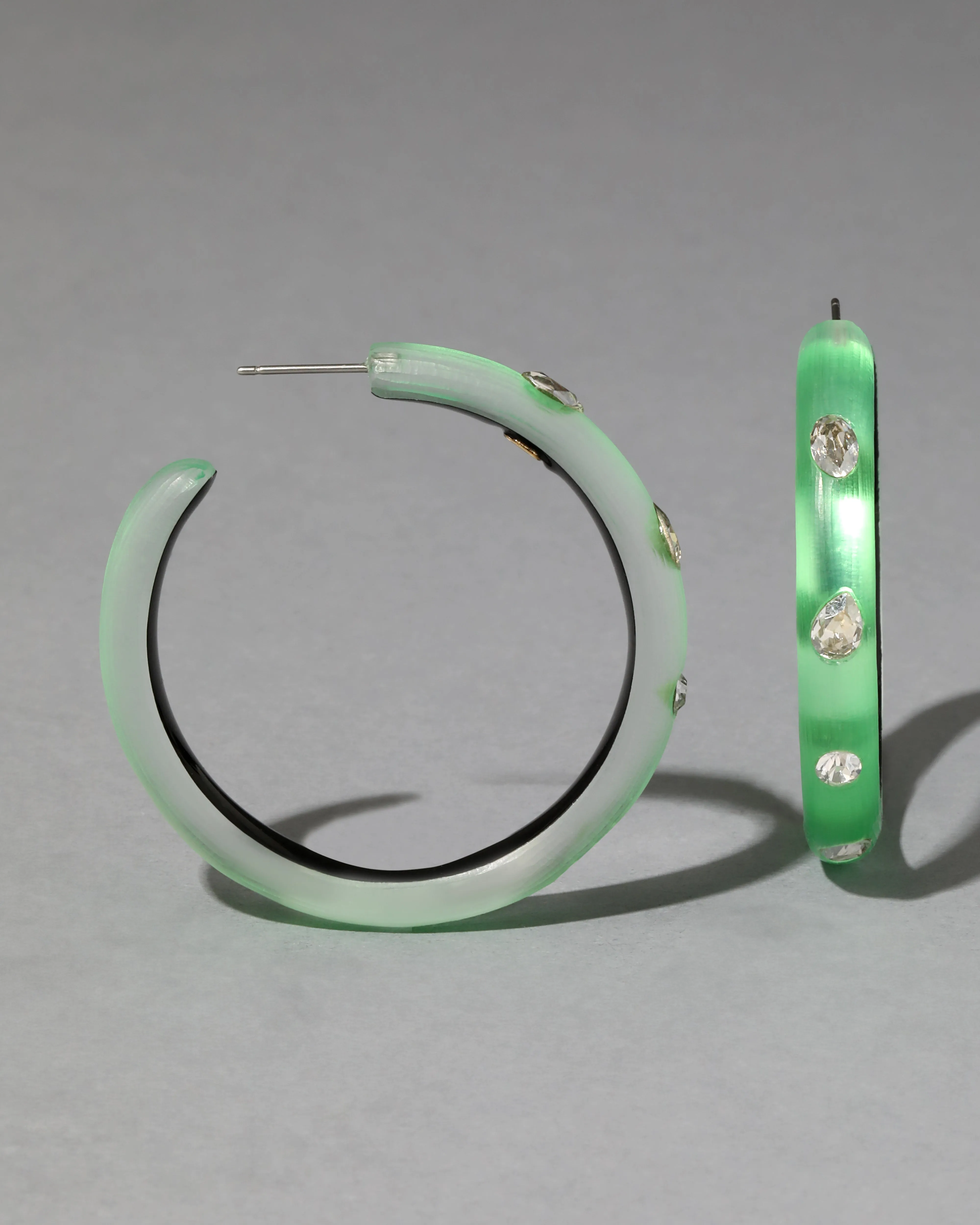 Crystal Studded Lucite Hoop Earring- Lime sold by Alexis Bittar product image thumbnail 4
