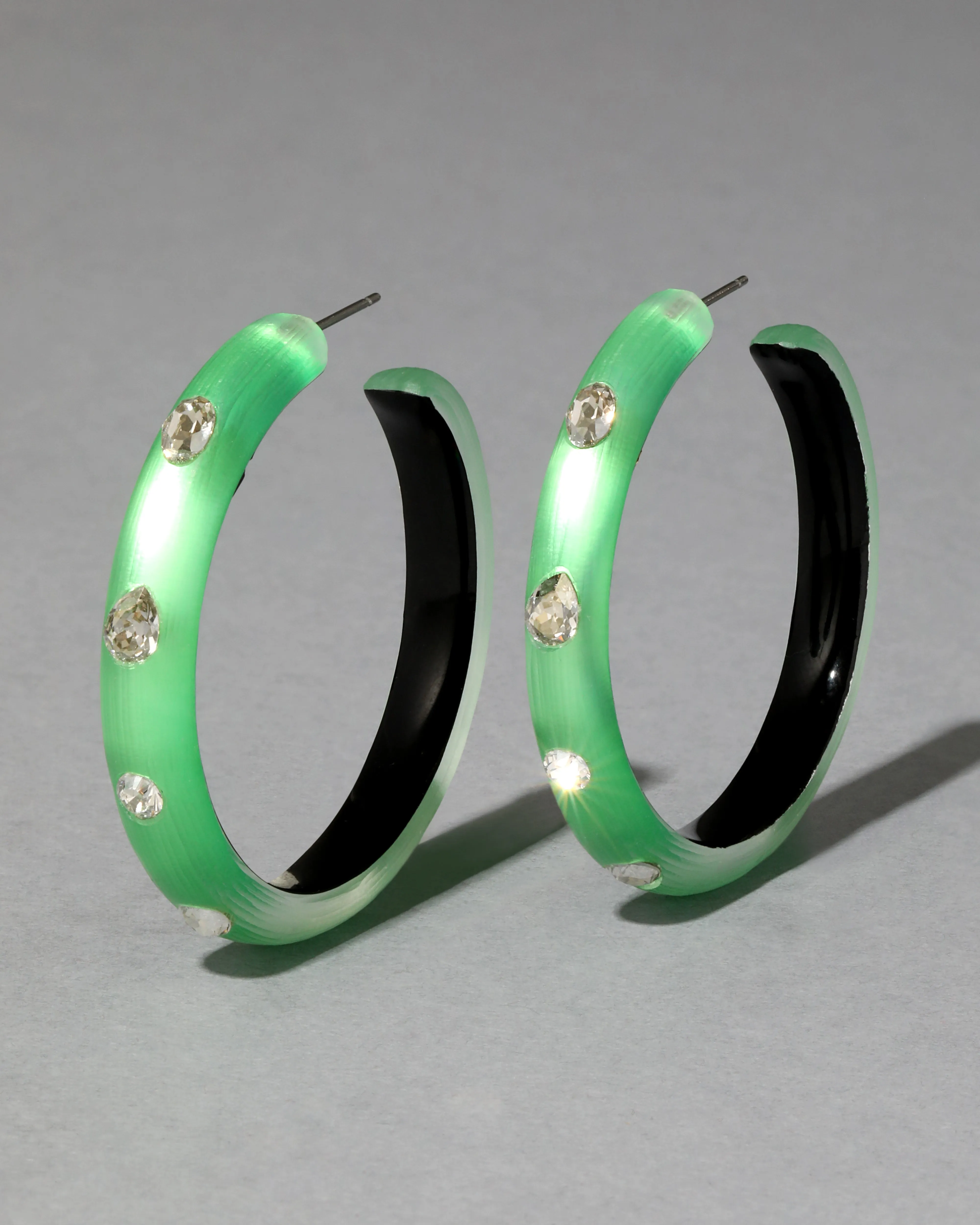 Crystal Studded Lucite Hoop Earring- Lime sold by Alexis Bittar