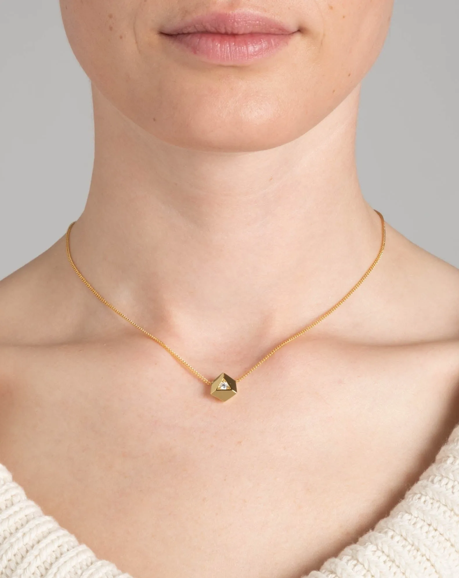 Geometric Gold Crystal Pendant Necklace sold by Alexis Bittar product image thumbnail 2