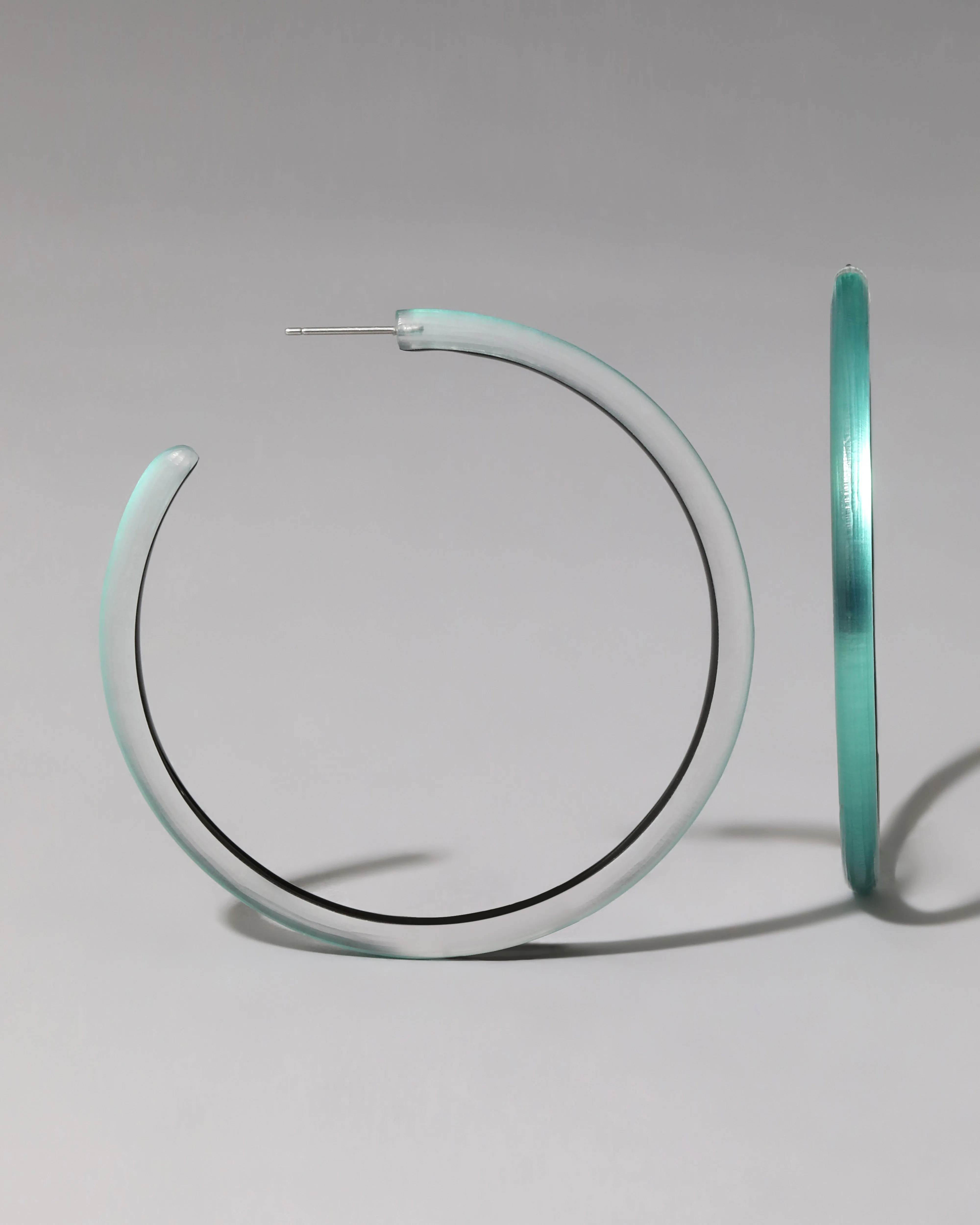 Large Skinny Lucite Hoop Earring- Dark Teal sold by Alexis Bittar product image thumbnail 4