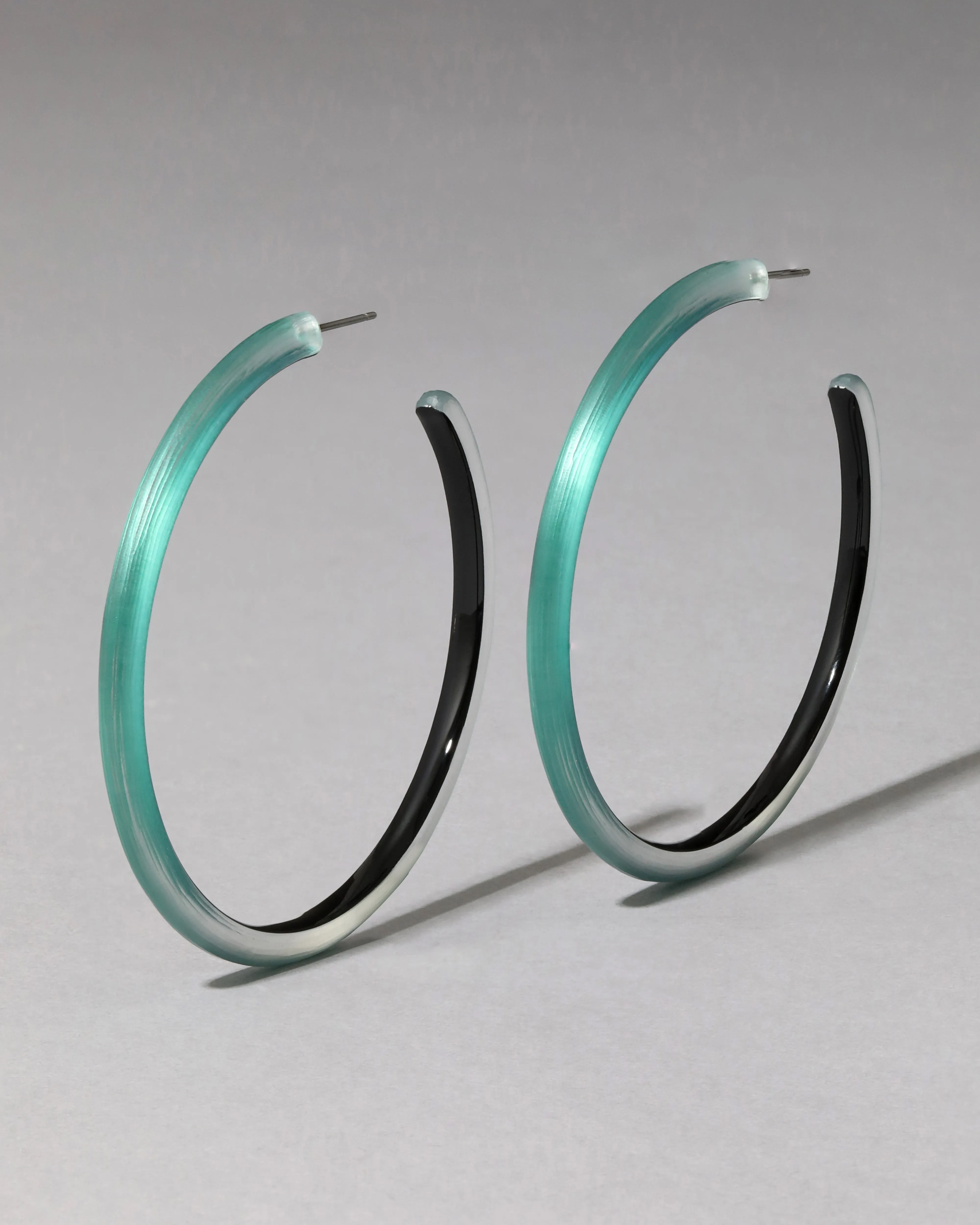 Large Skinny Lucite Hoop Earring- Dark Teal sold by Alexis Bittar