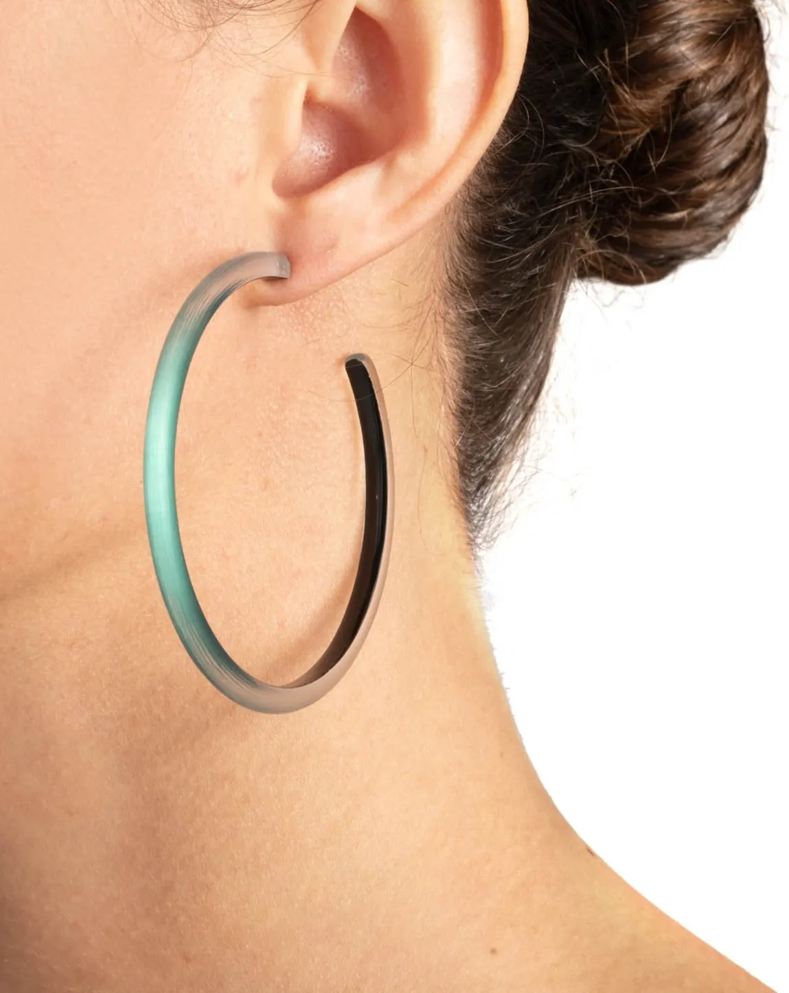 Large Skinny Lucite Hoop Earring- Dark Teal sold by Alexis Bittar product image thumbnail 2