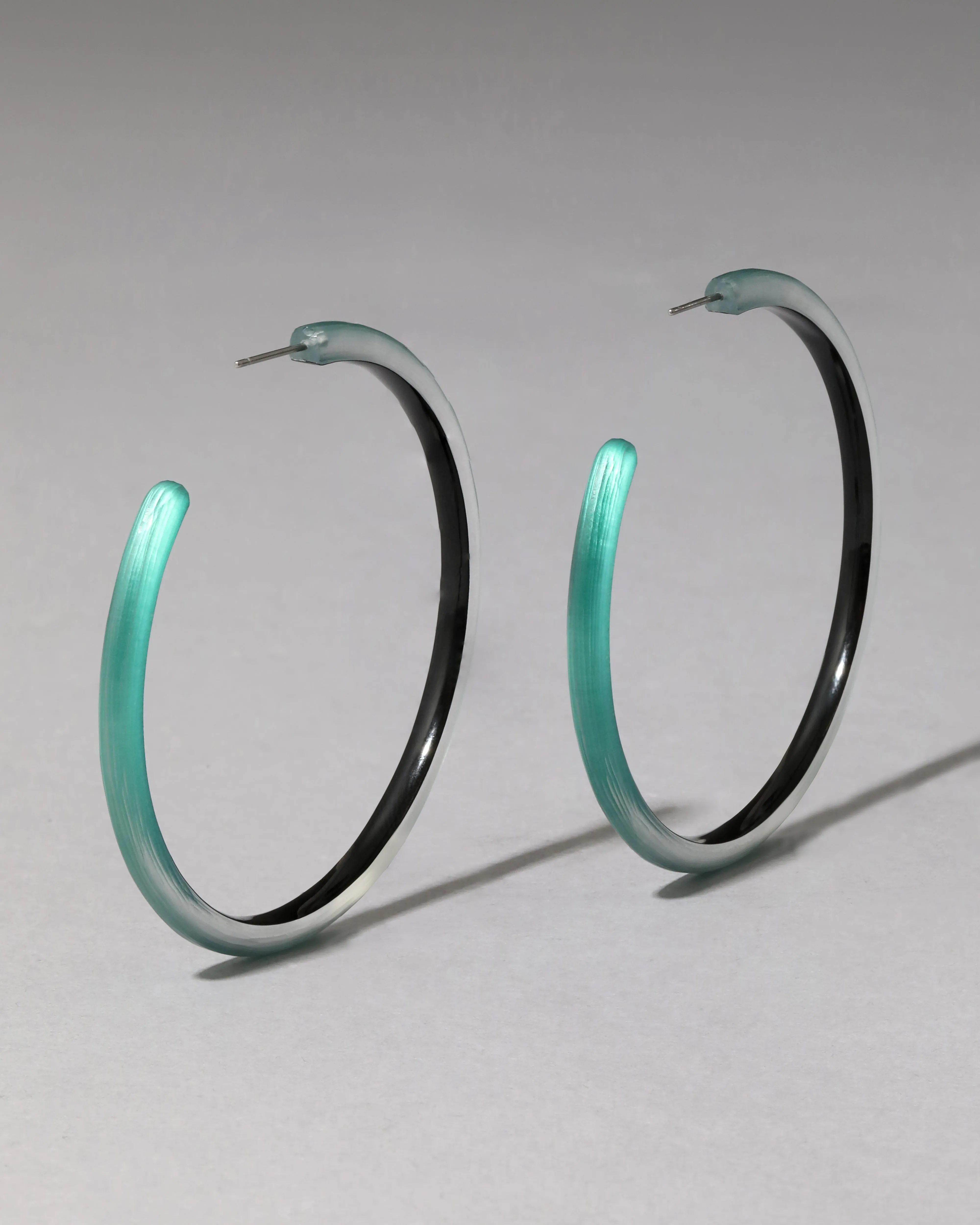 Large Skinny Lucite Hoop Earring- Dark Teal sold by Alexis Bittar product image thumbnail 3