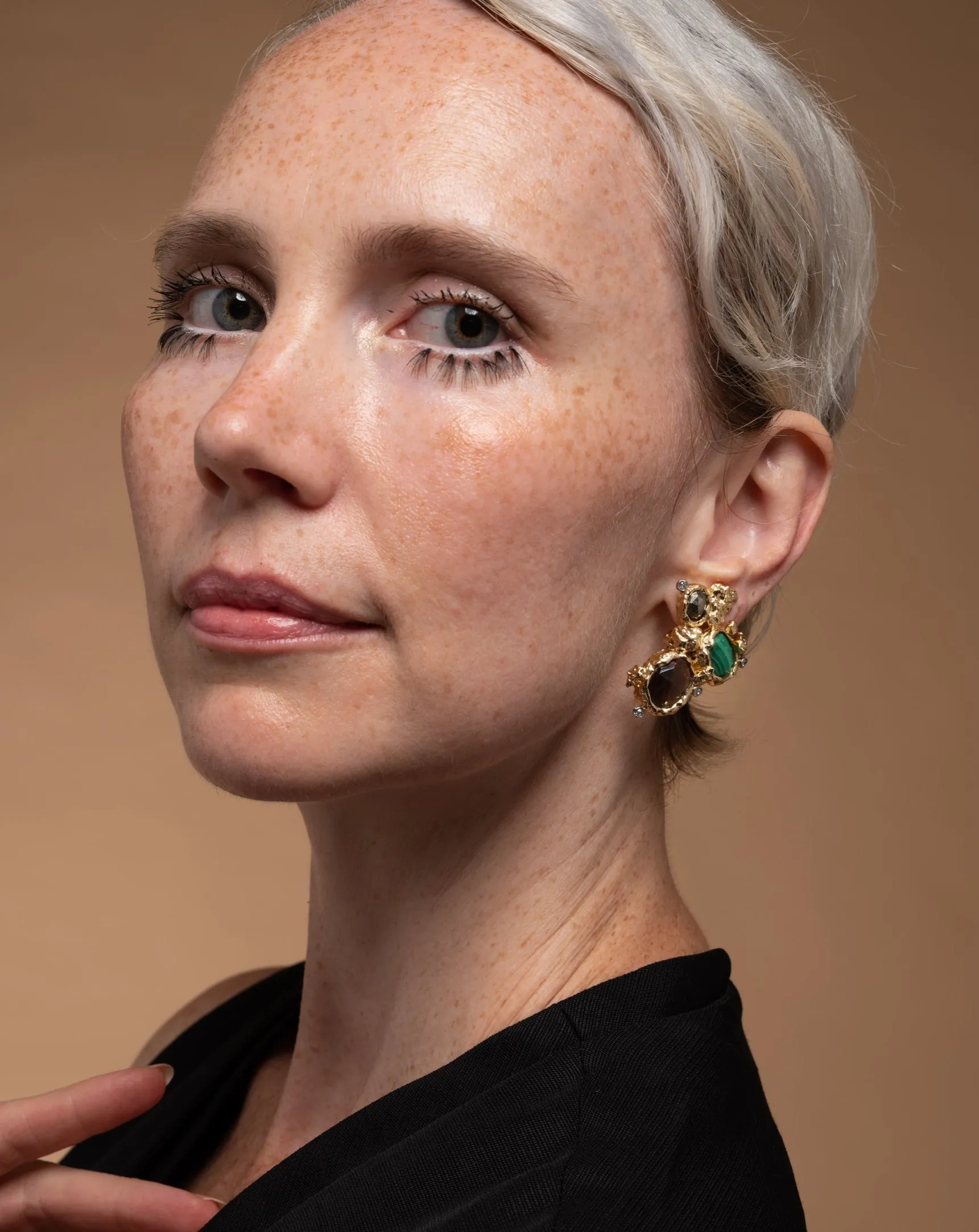 Golden Pebble Cake Cluster Earring - Malachite sold by Alexis Bittar product image thumbnail 3