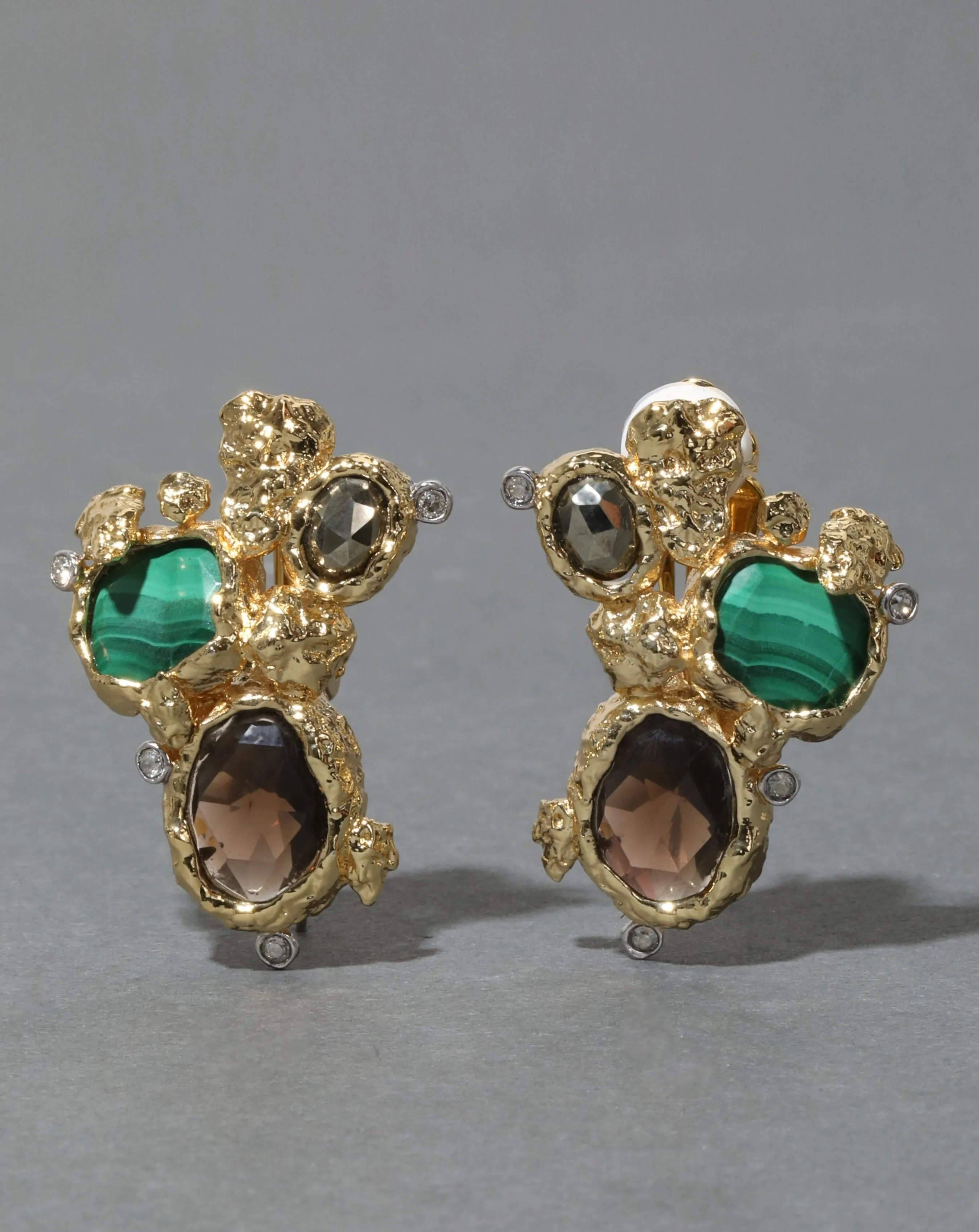 Golden Pebble Cake Cluster Earring - Malachite sold by Alexis Bittar