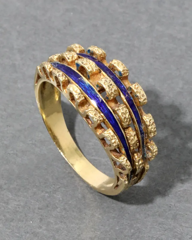 Vintage 1970s 18k Gold Brutalist Band Ring sold by Alexis Bittar