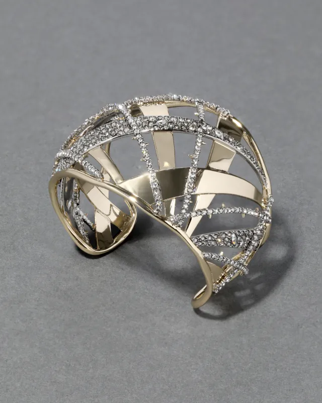 Archive Two Tone Lattice Crystal Encrusted Cuff Bracelet sold by Alexis Bittar