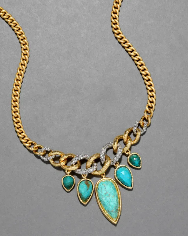 Archive Two Tone Custom Cut Chrysocolla Link Necklace sold by Alexis Bittar
