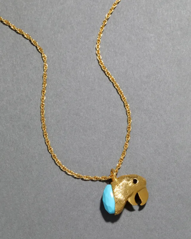 Archive Gold Parrot Head with Turquoise Pendant Necklace sold by Alexis Bittar
