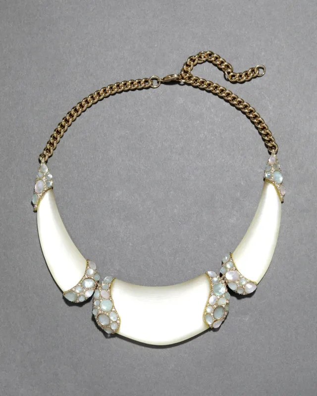 Archive Mother of Pearl Doublet and Crystal Stone Studded Lucite Bib Necklace sold by Alexis Bittar