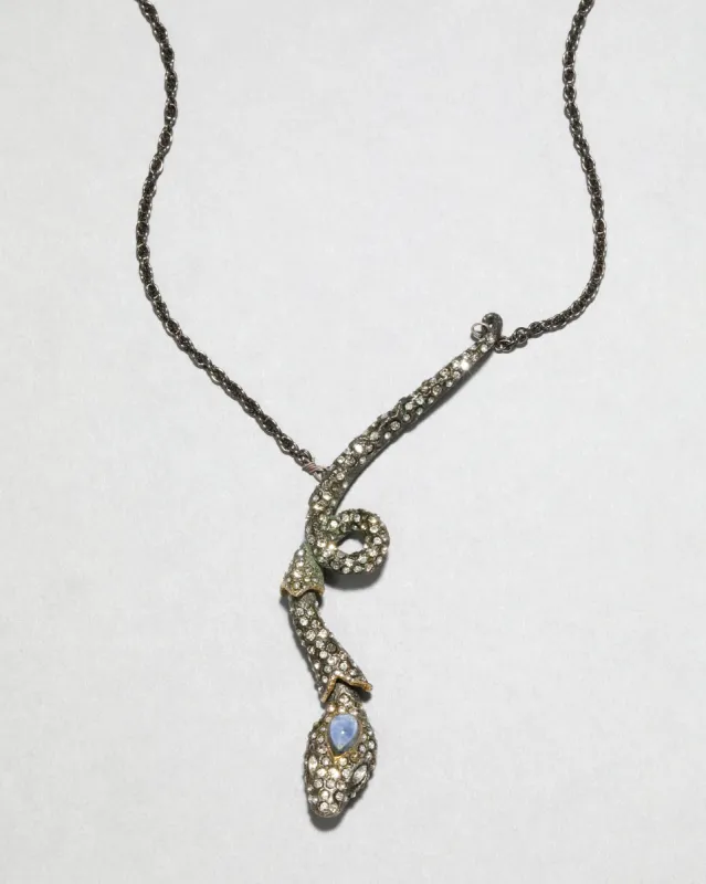 Archive Gunmetal Crystal Encrusted Kinetic Snake Necklace sold by Alexis Bittar